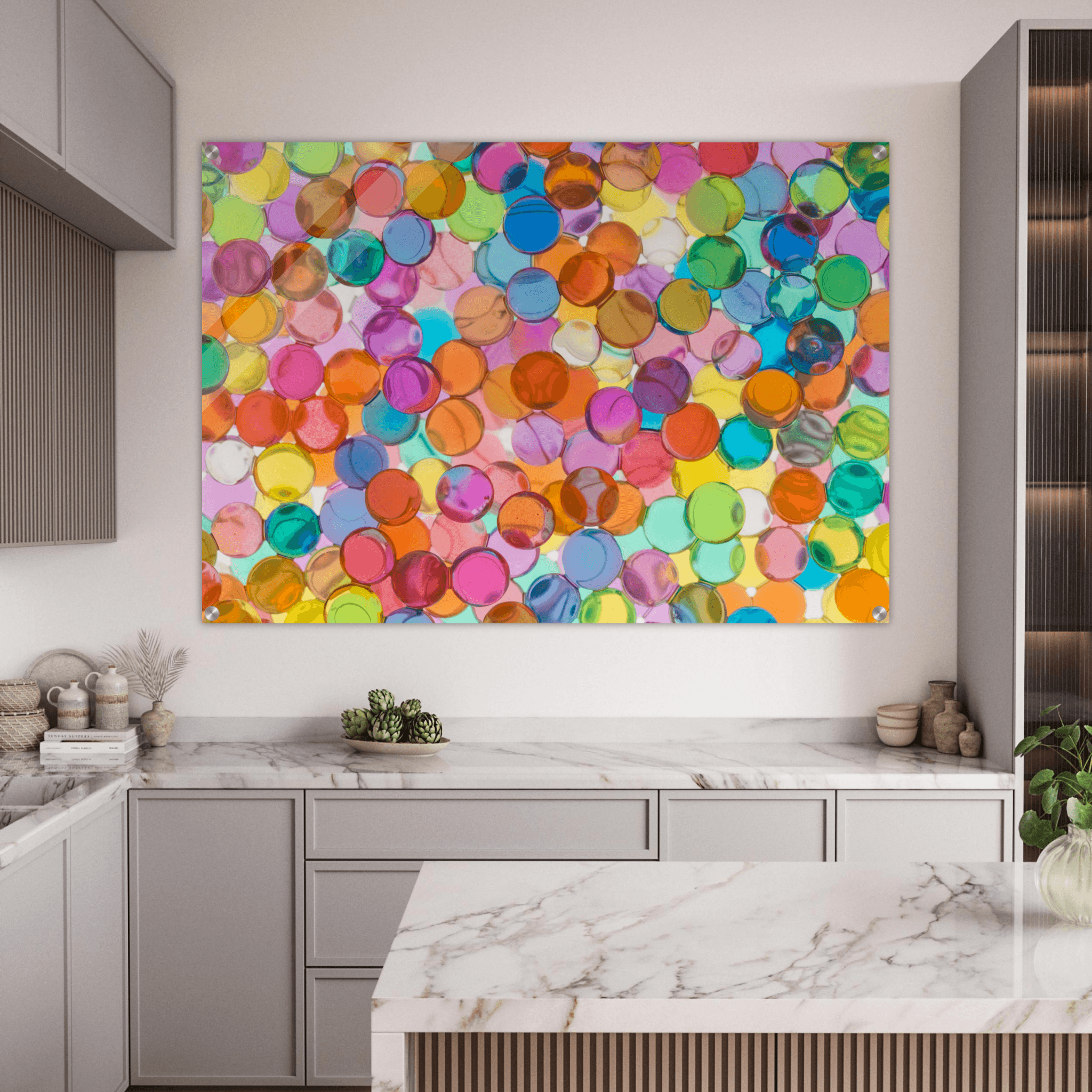 Abstract Chroma: Colorful Beads Acrylic Glass Wall Art - Wallfix