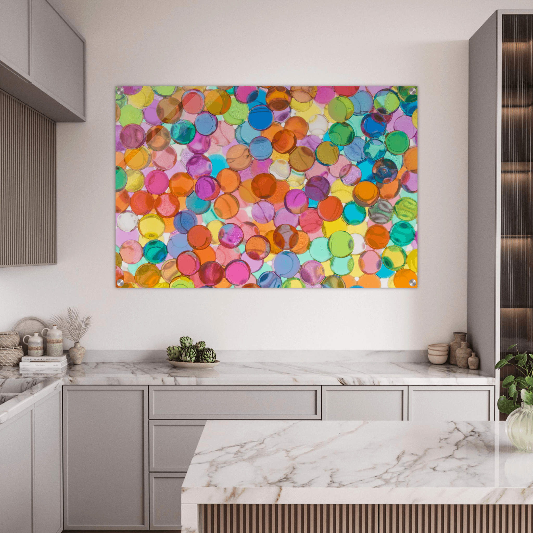 Abstract Chroma: Colorful Beads Acrylic Glass Wall Art - Wallfix