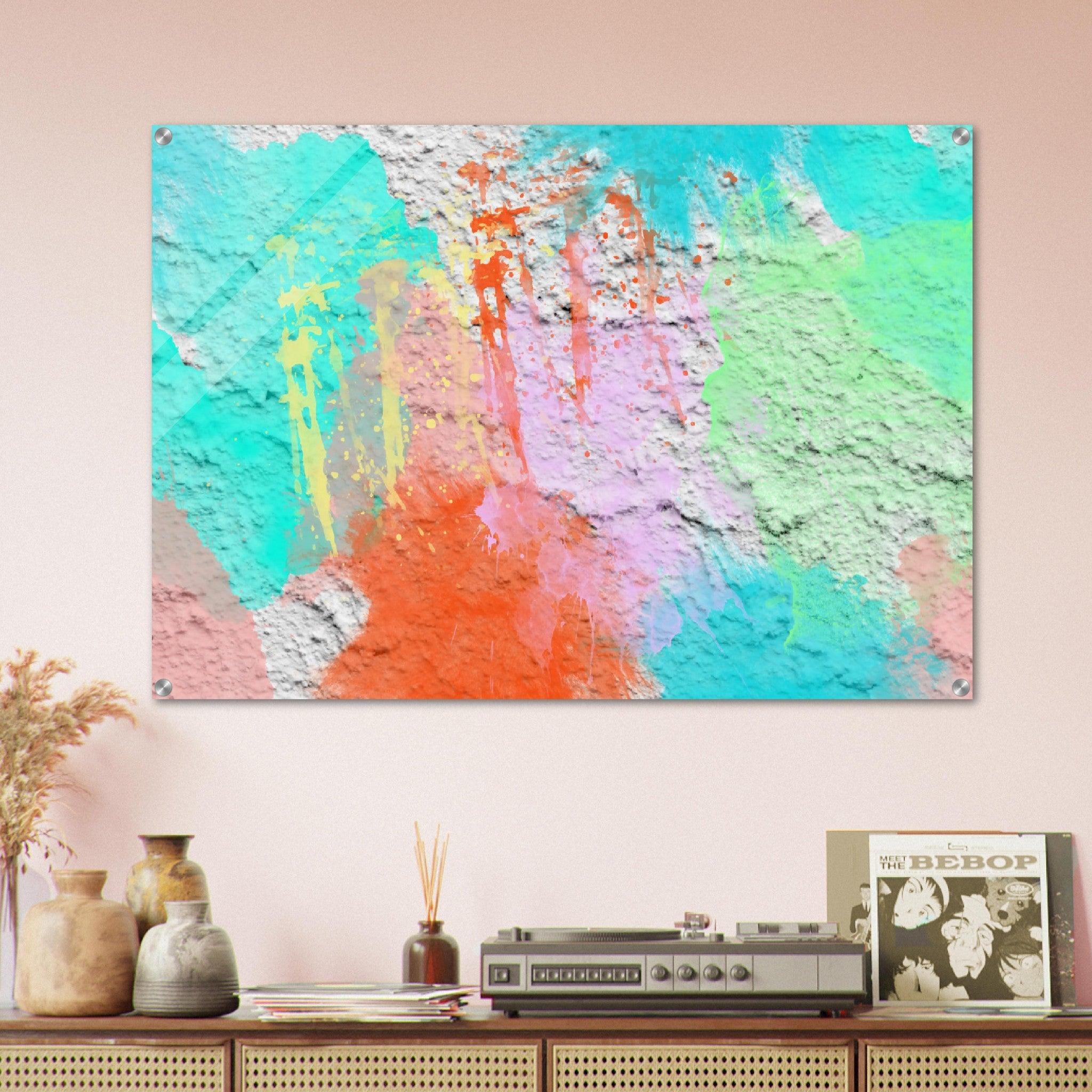 Abstract Texture: Colorful Paint Acrylic Glass Wall Art - Wallfix