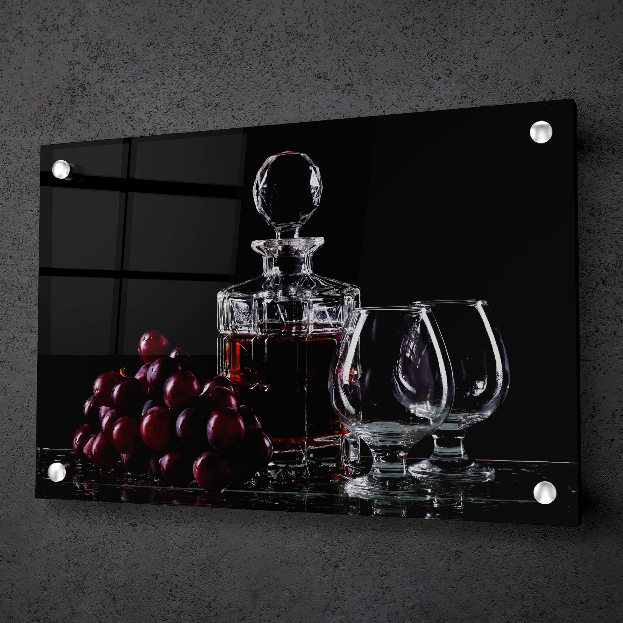 Aged Elixir: Whisky and Grape Acrylic Glass Wall Art - Wallfix