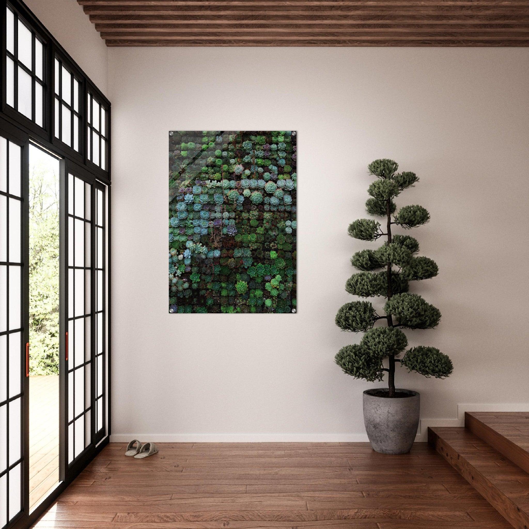 Bouquet of Botanicals: Succulent Frenzy Acrylic Glass Wall Art - Wallfix