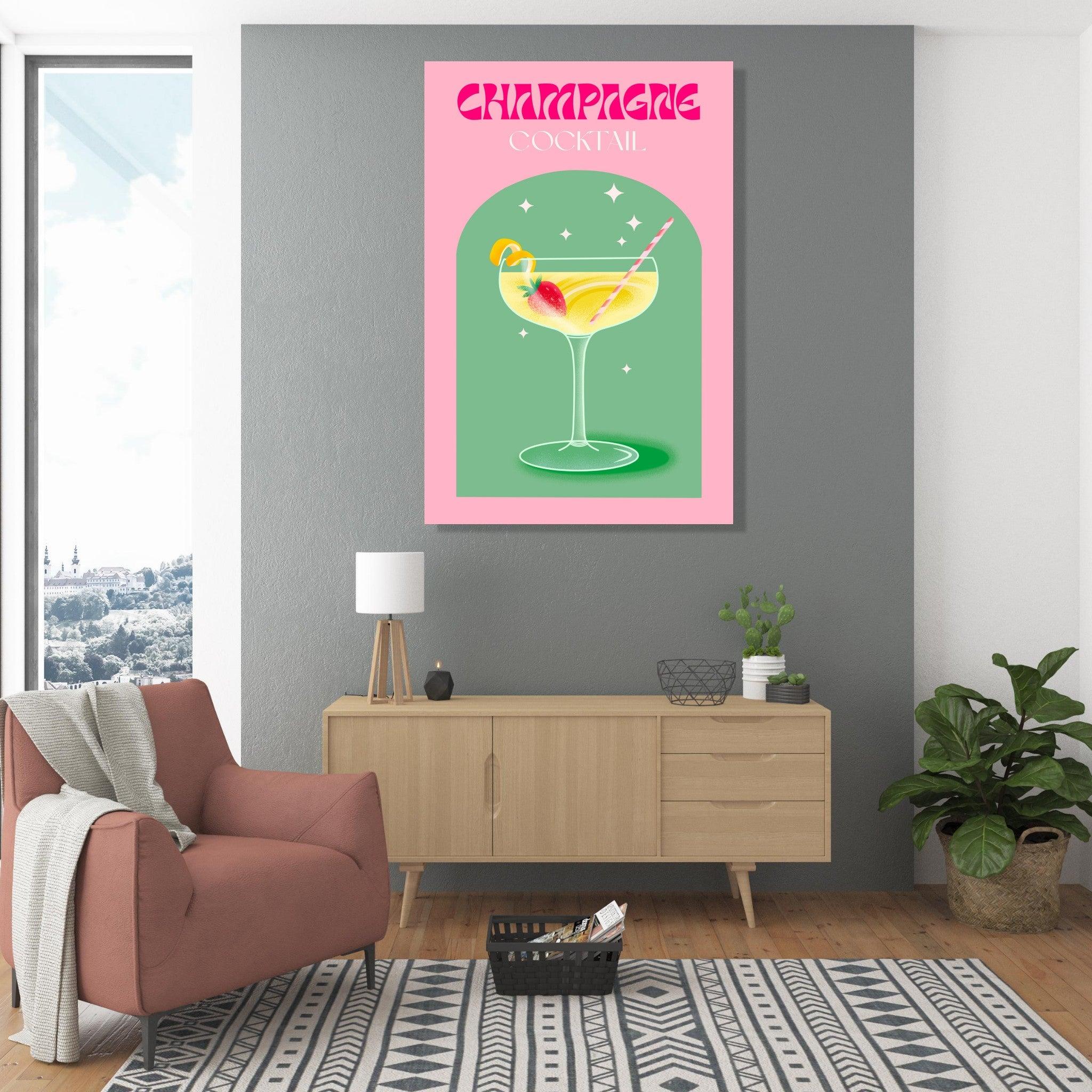 Champagne Cocktail Metal Wall Art - Wallfix