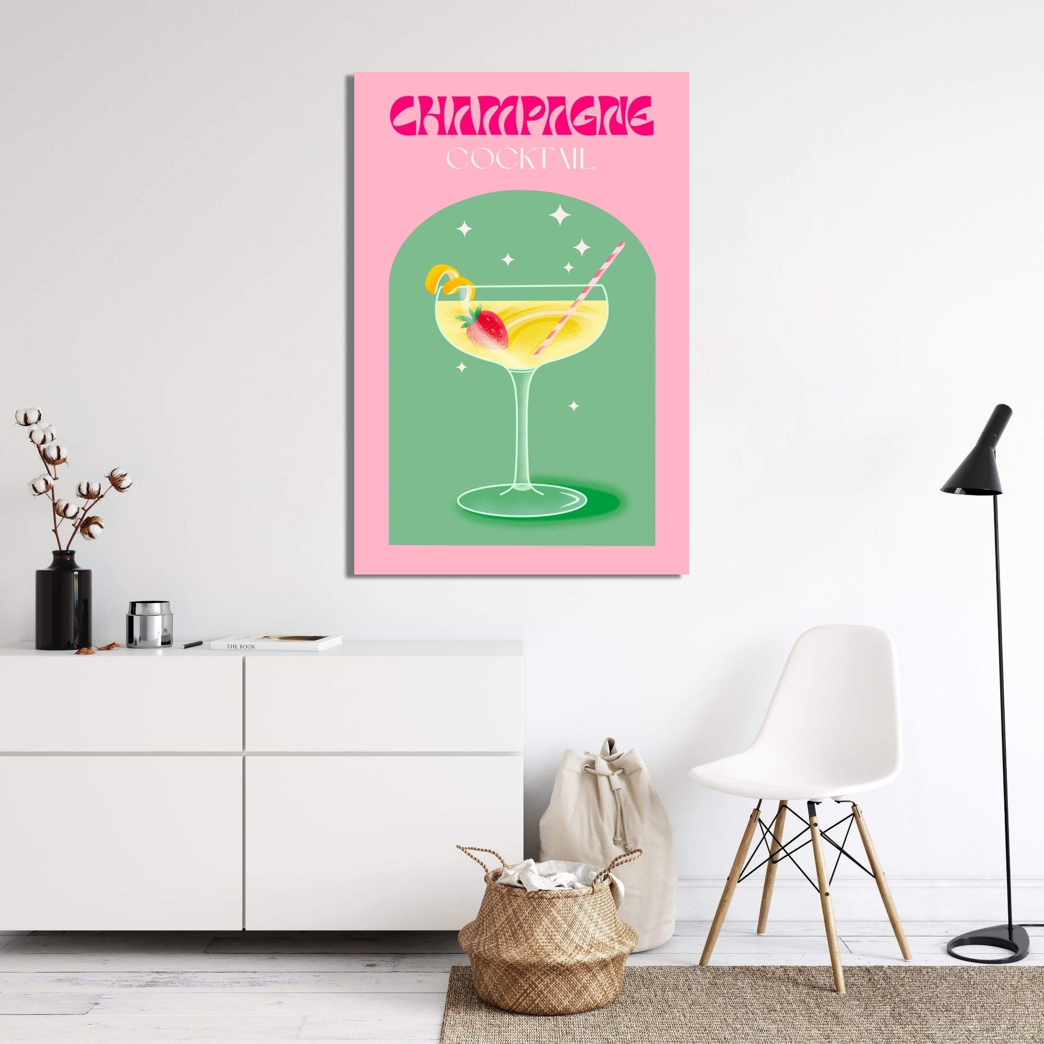 Champagne Cocktail Metal Wall Art - Wallfix