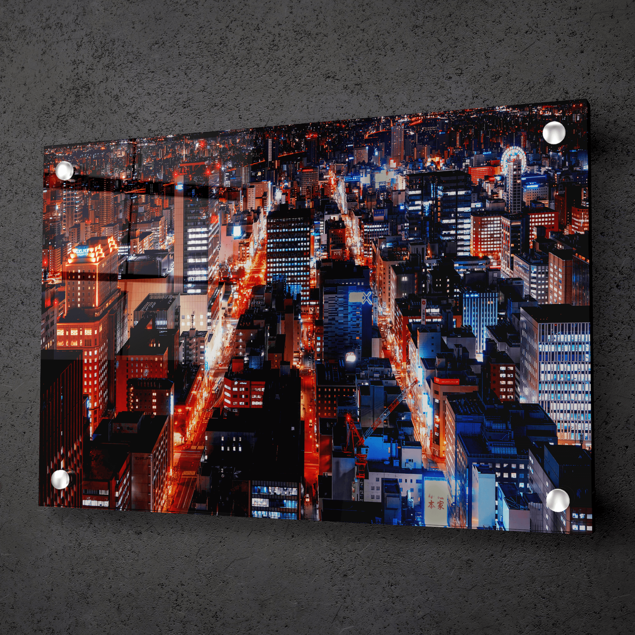 City Lights: Aerial View Of Sapporo Japan Acrylic Glass Wall Art - Wallfix