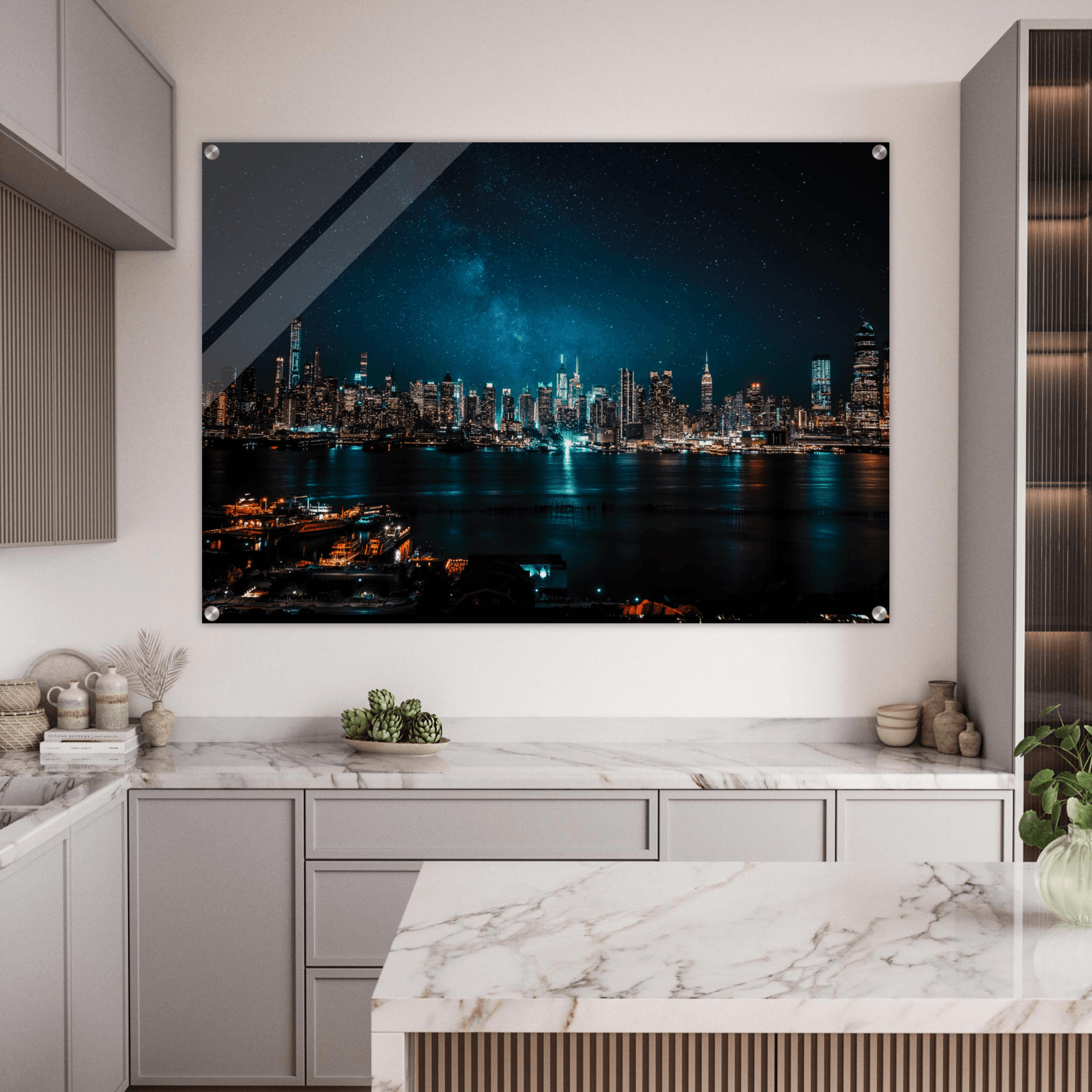City Lights: New York Manhattan Skyline Acrylic Glass Wall Art - Wallfix