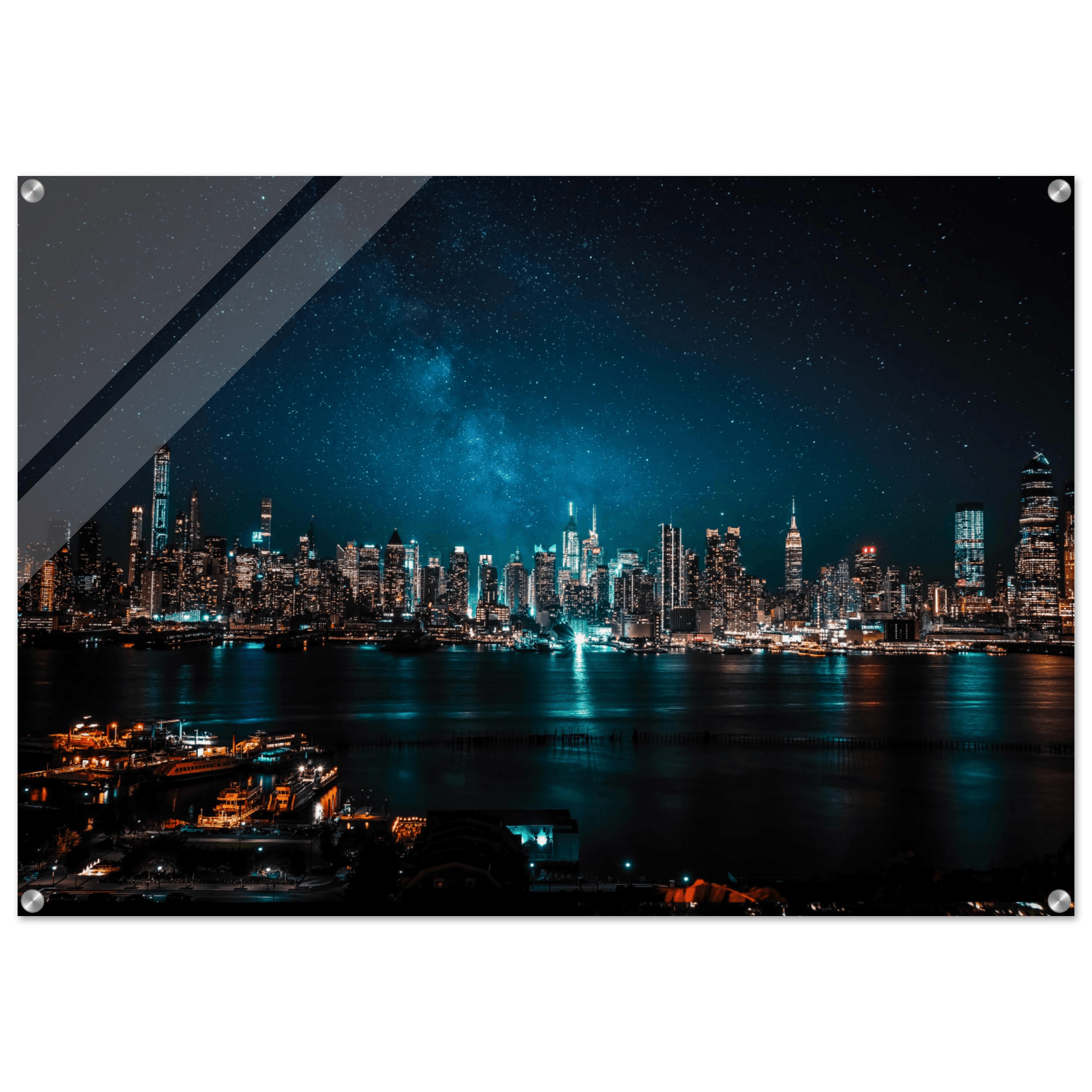 City Lights: New York Manhattan Skyline Acrylic Glass Wall Art - Wallfix