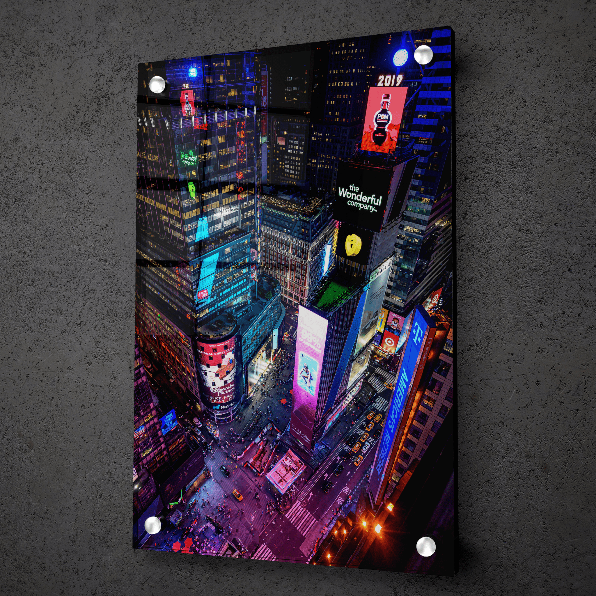 City Lights: Times Square High Rising Acrylic Glass Wall Art - Wallfix