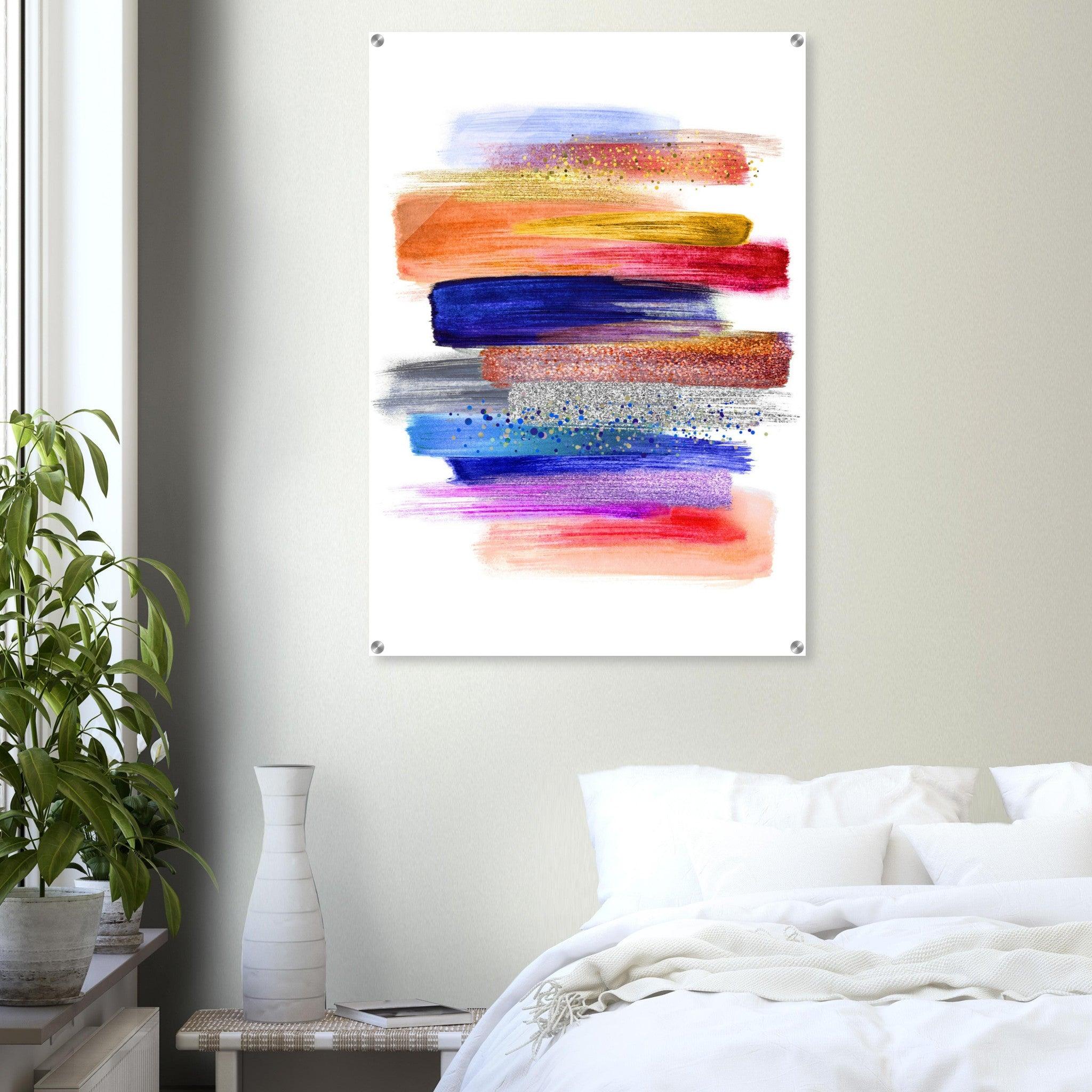 Colorful Palette: Abstract Brush Strokes Acrylic Glass Wall Art - Wallfix