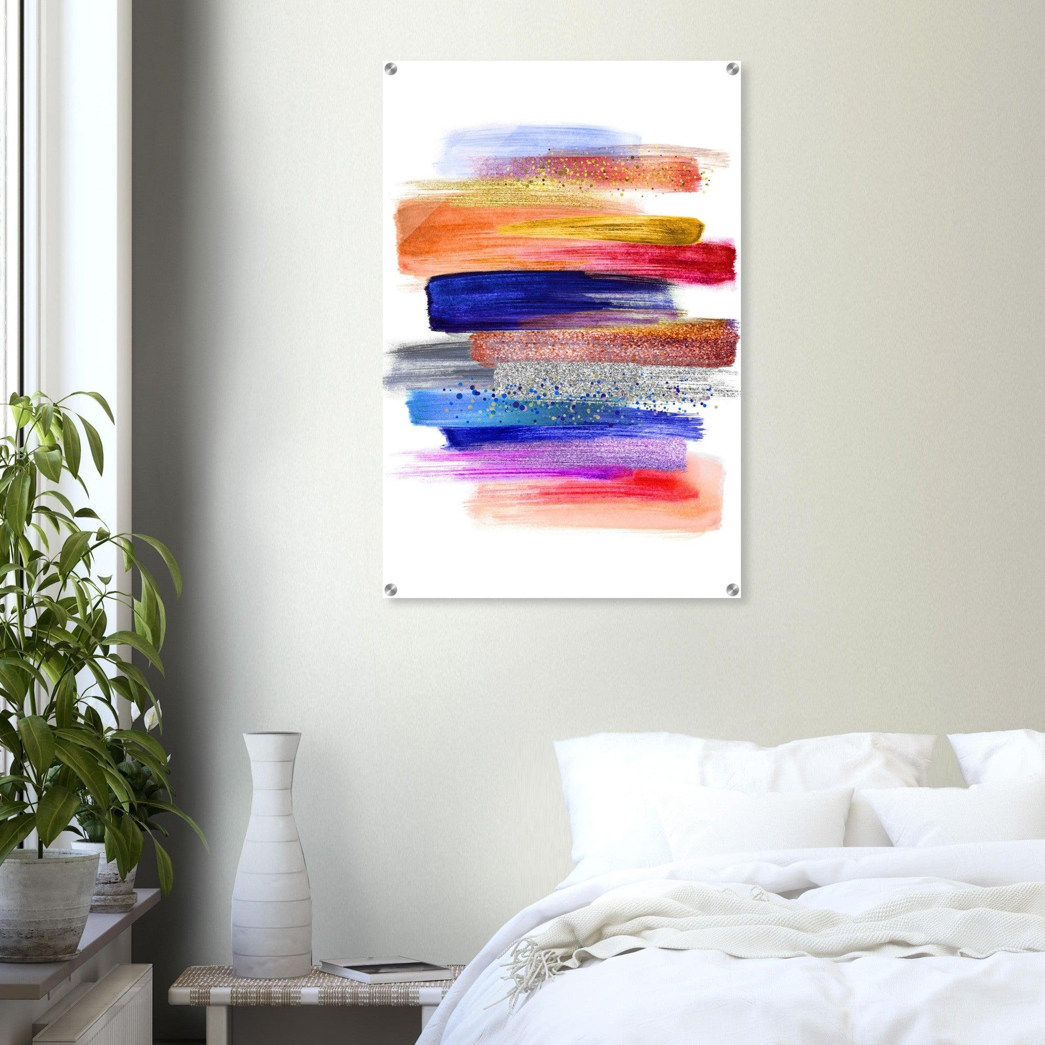 Colorful Palette: Abstract Brush Strokes Acrylic Glass Wall Art - Wallfix