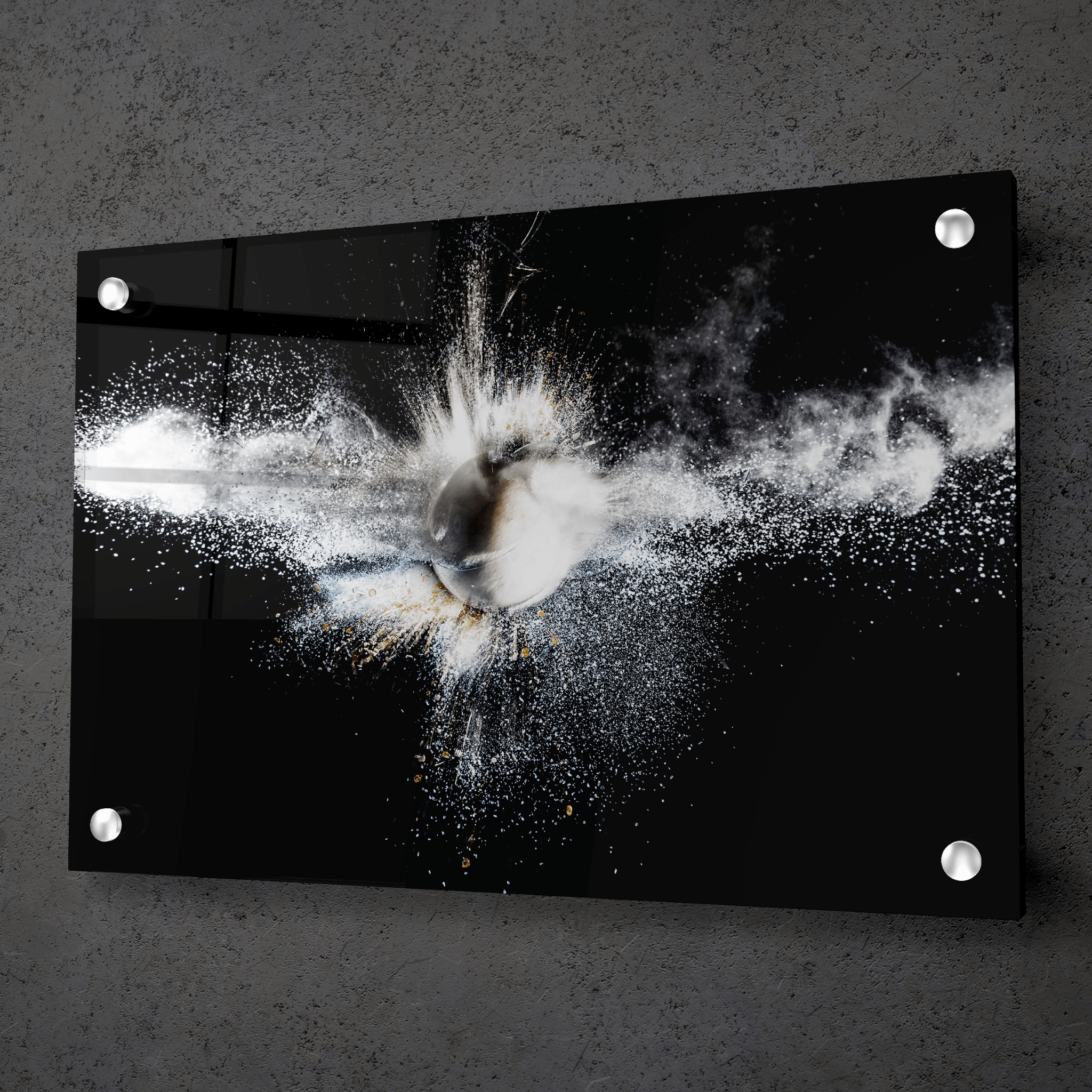 Crystal Chaos: Dynamic Glass Explosion Acrylic Glass Wall Art - Wallfix