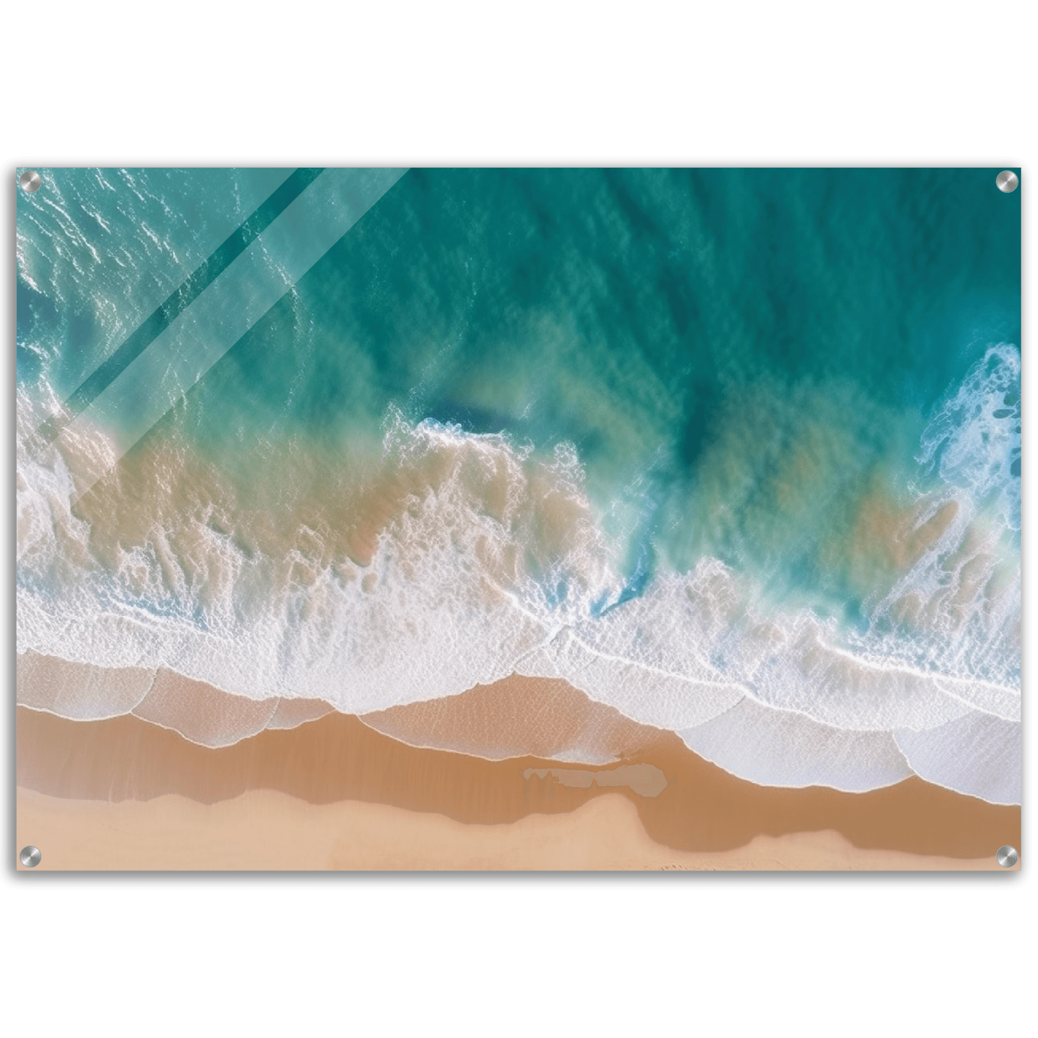 Crystal Clear: Top View of Beach Acrylic Glass Wall Art - Wallfix