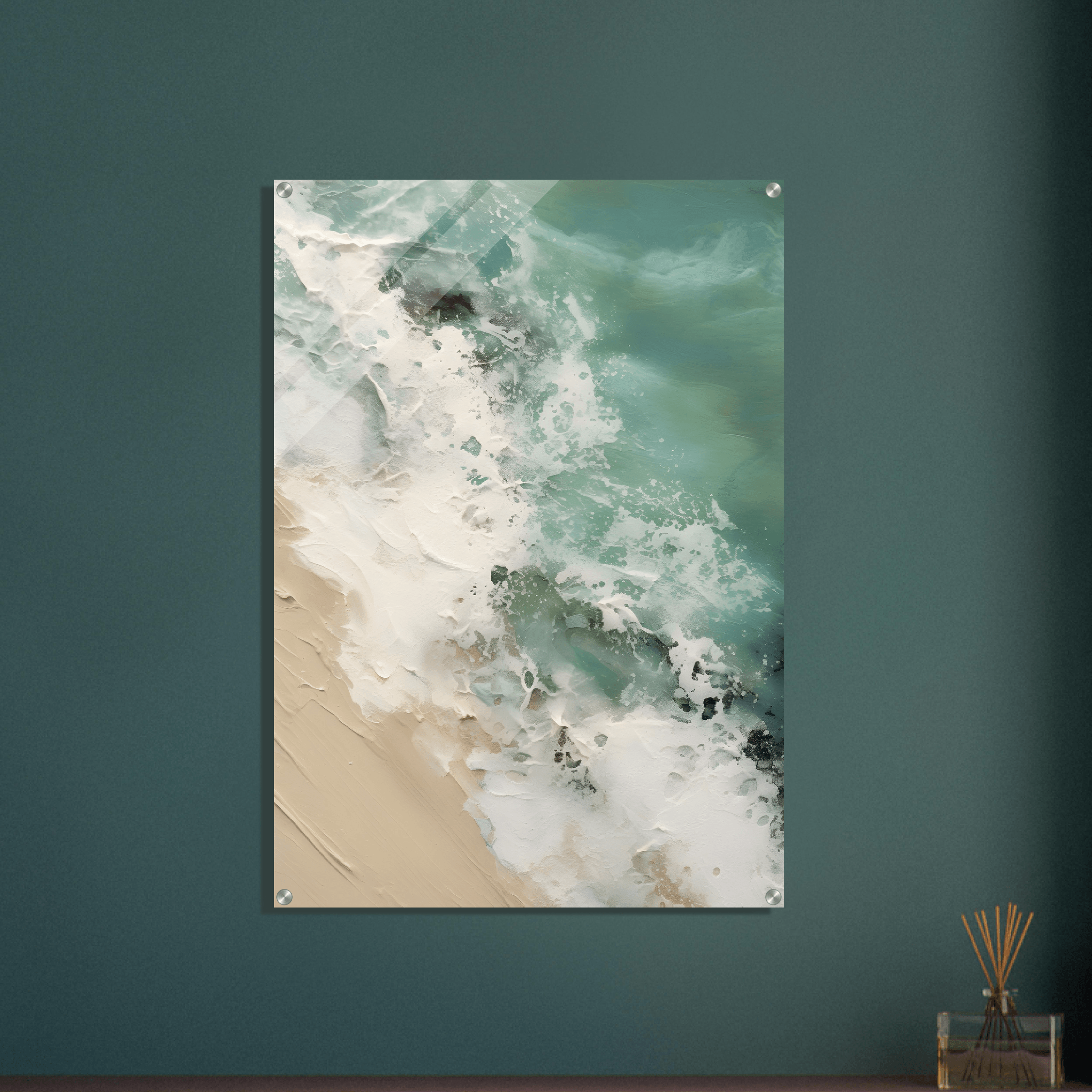 Delicate Coast: Ocean Oil Paint Acrylic Glass Wall Art - Wallfix