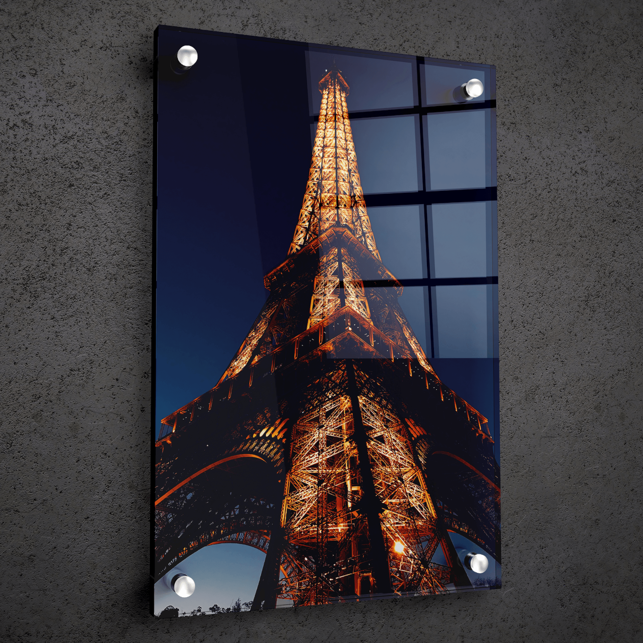 Dusk Descends: Eiffel Tower Acrylic Glass Wall Art - Wallfix