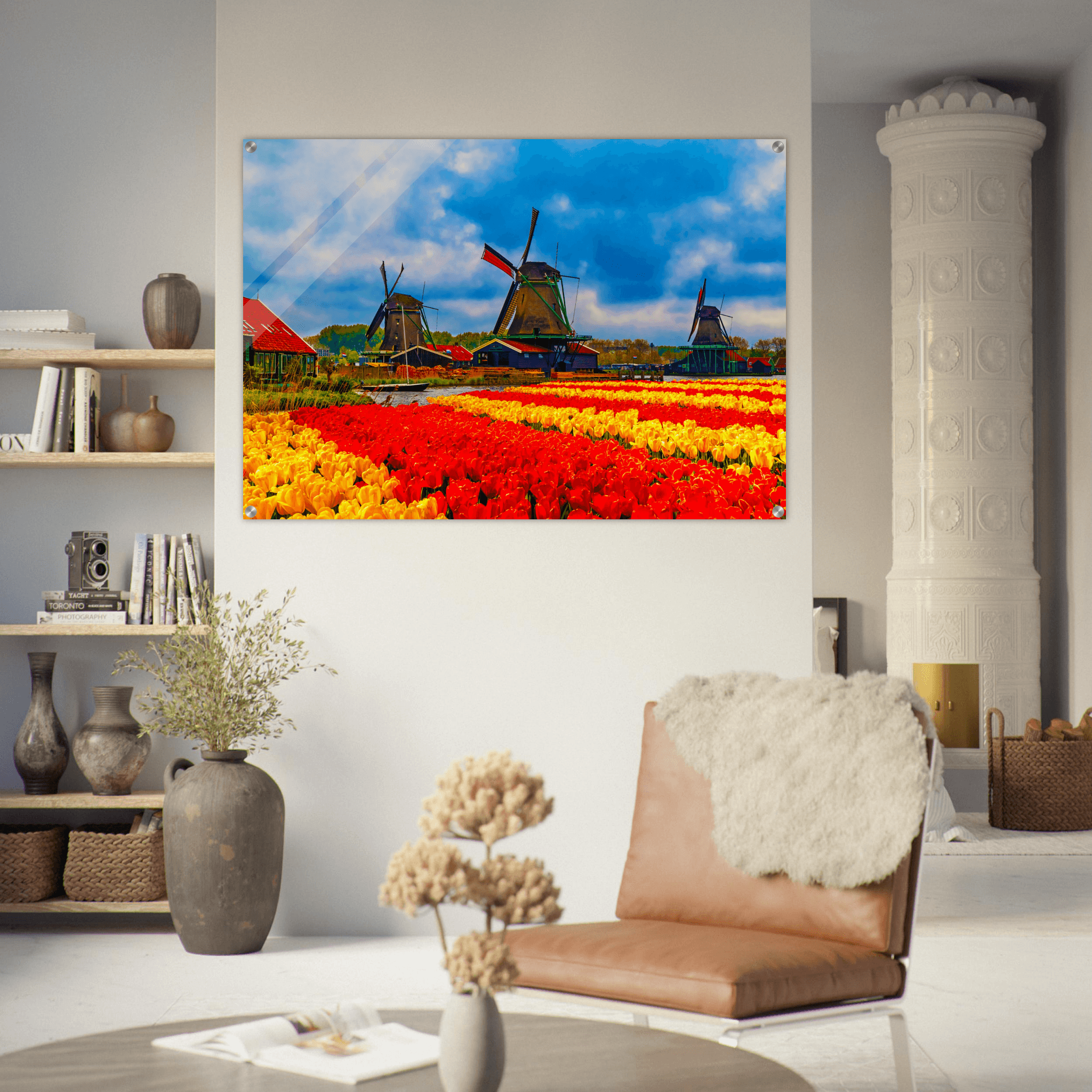 Dutch Delight: Zaanse Schans Windmills Acrylic Glass Wall Art - Wallfix