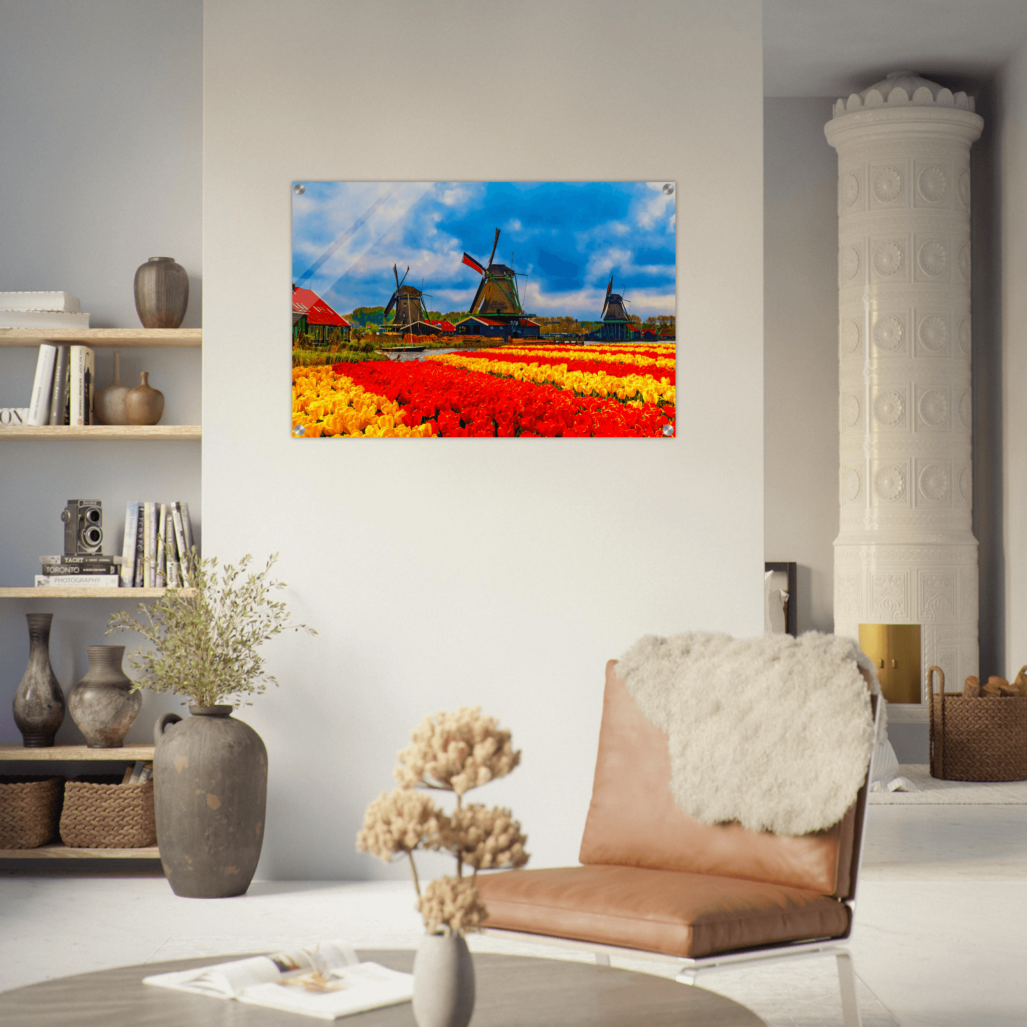 Dutch Delight: Zaanse Schans Windmills Acrylic Glass Wall Art - Wallfix