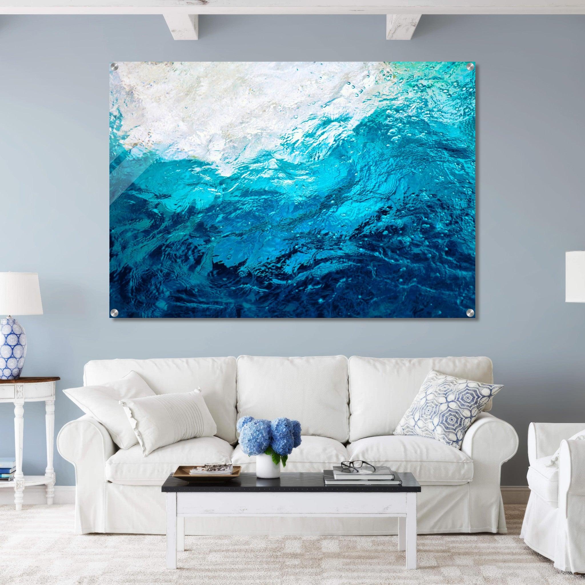 Ebb and Flow: Abstract Sea Water Flow Acrylic Glass Wall Art - Wallfix