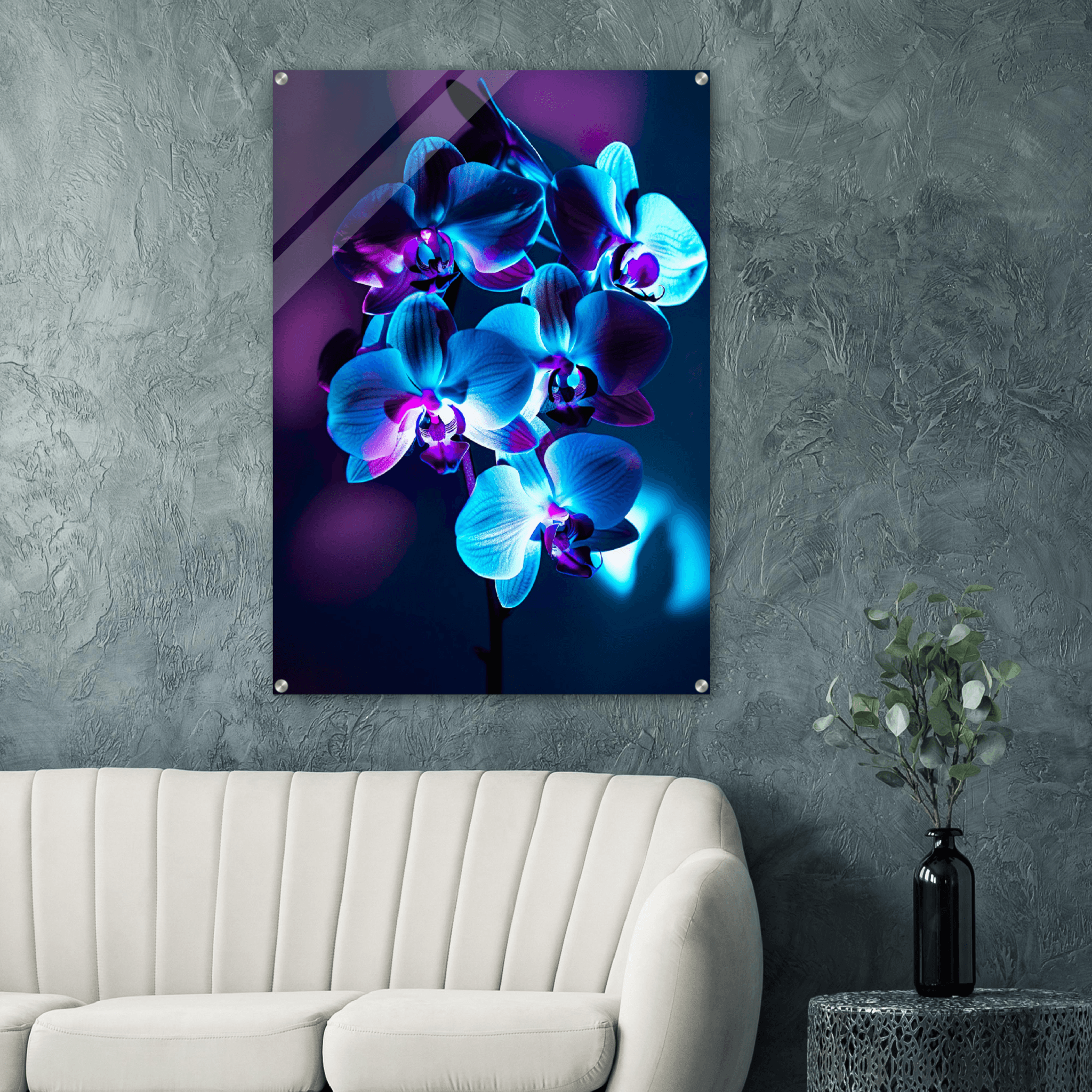 Enchanted Blooms: Purple Orchid Acrylic Glass Wall Art - Wallfix