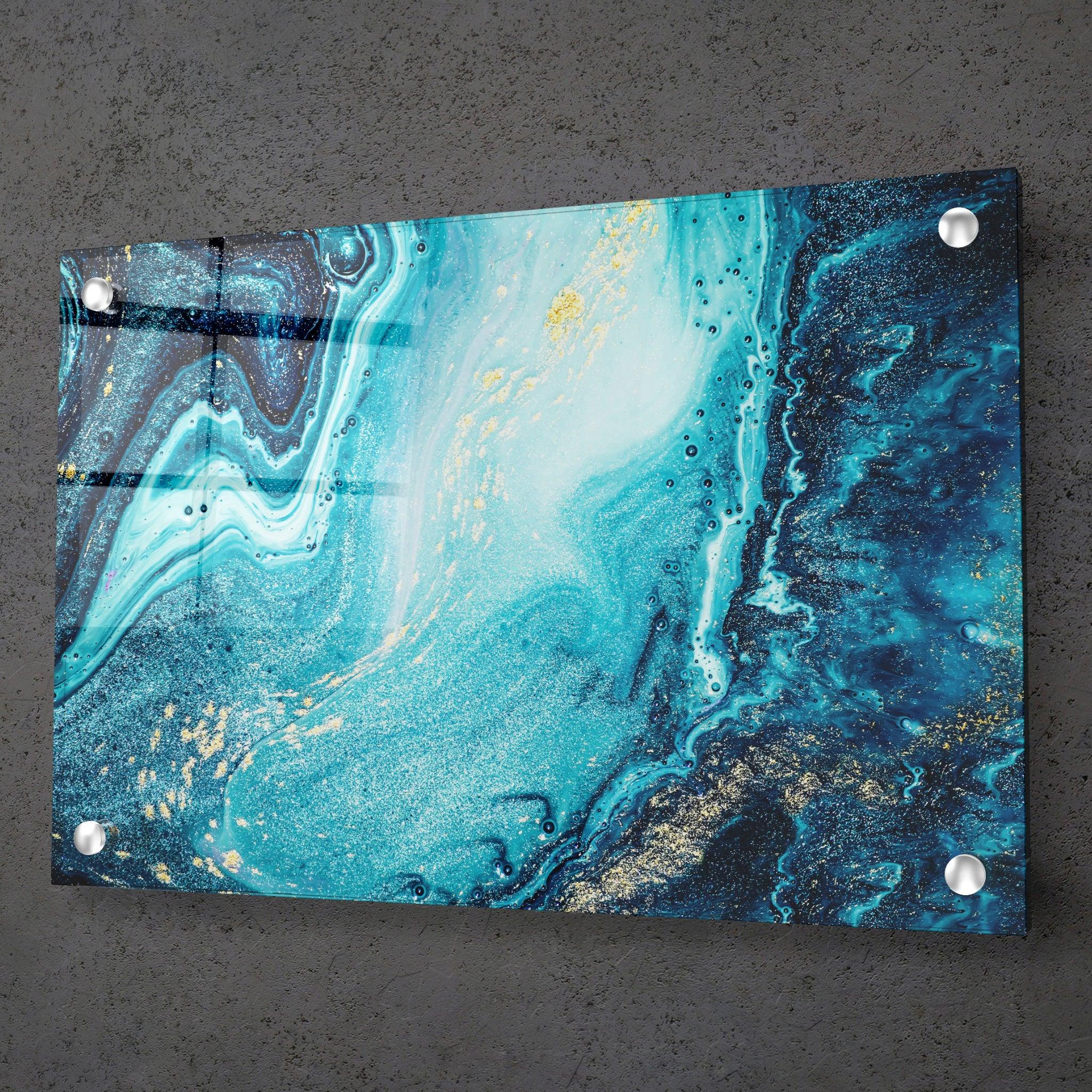 Eternal Depths: Sapphire Marble Stone Acrylic Glass Wall Art - Wallfix