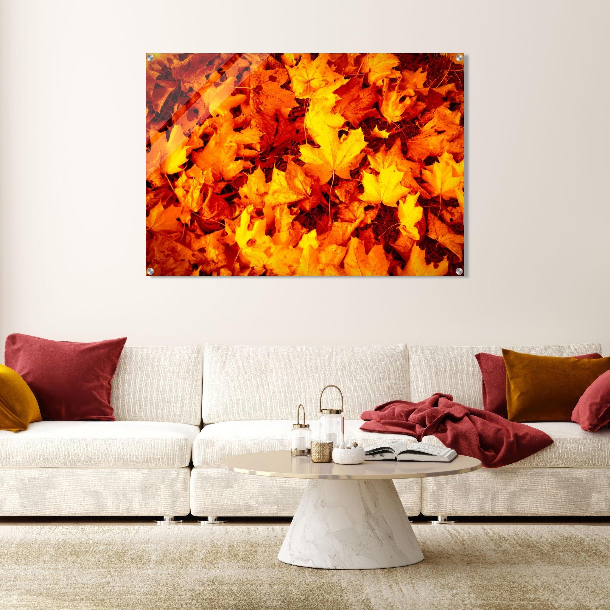 Fall Elegance: Maple Leaves Acrylic Glass Wall Art - Wallfix