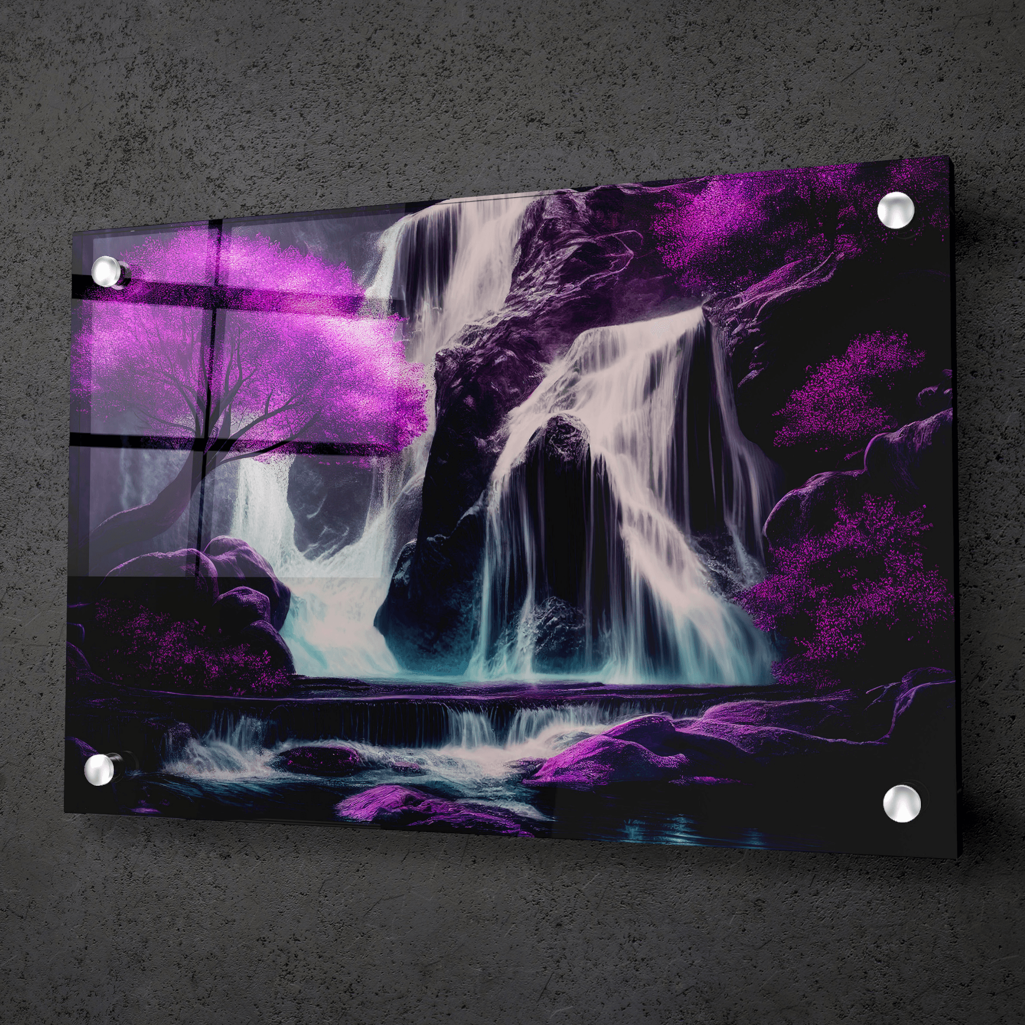 Fantasy Falls: Mystical Waterfall Acrylic Glass Wall Art - Wallfix