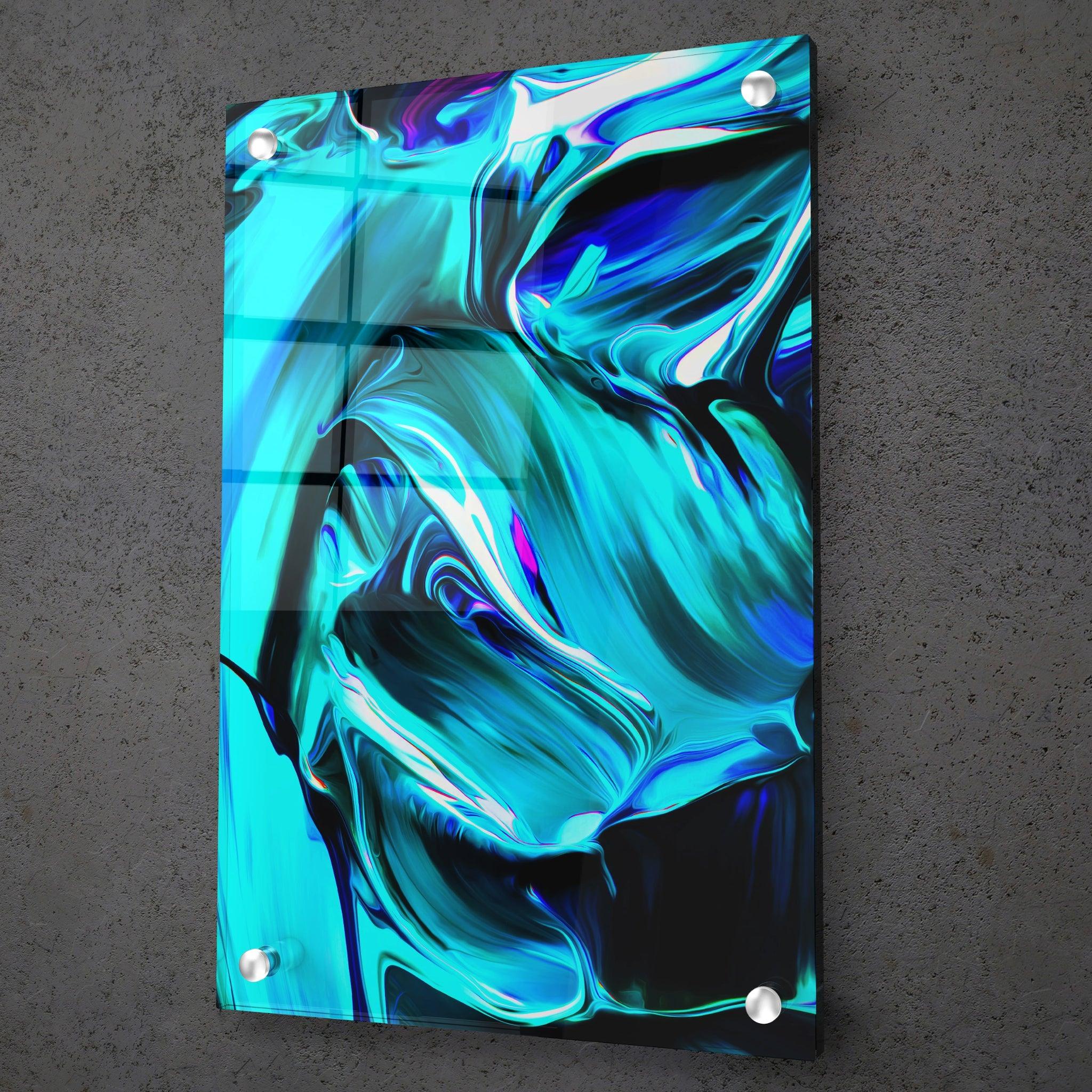 Fluid Movements: Expressive Blue Acrylic Glass Wall Art - Wallfix