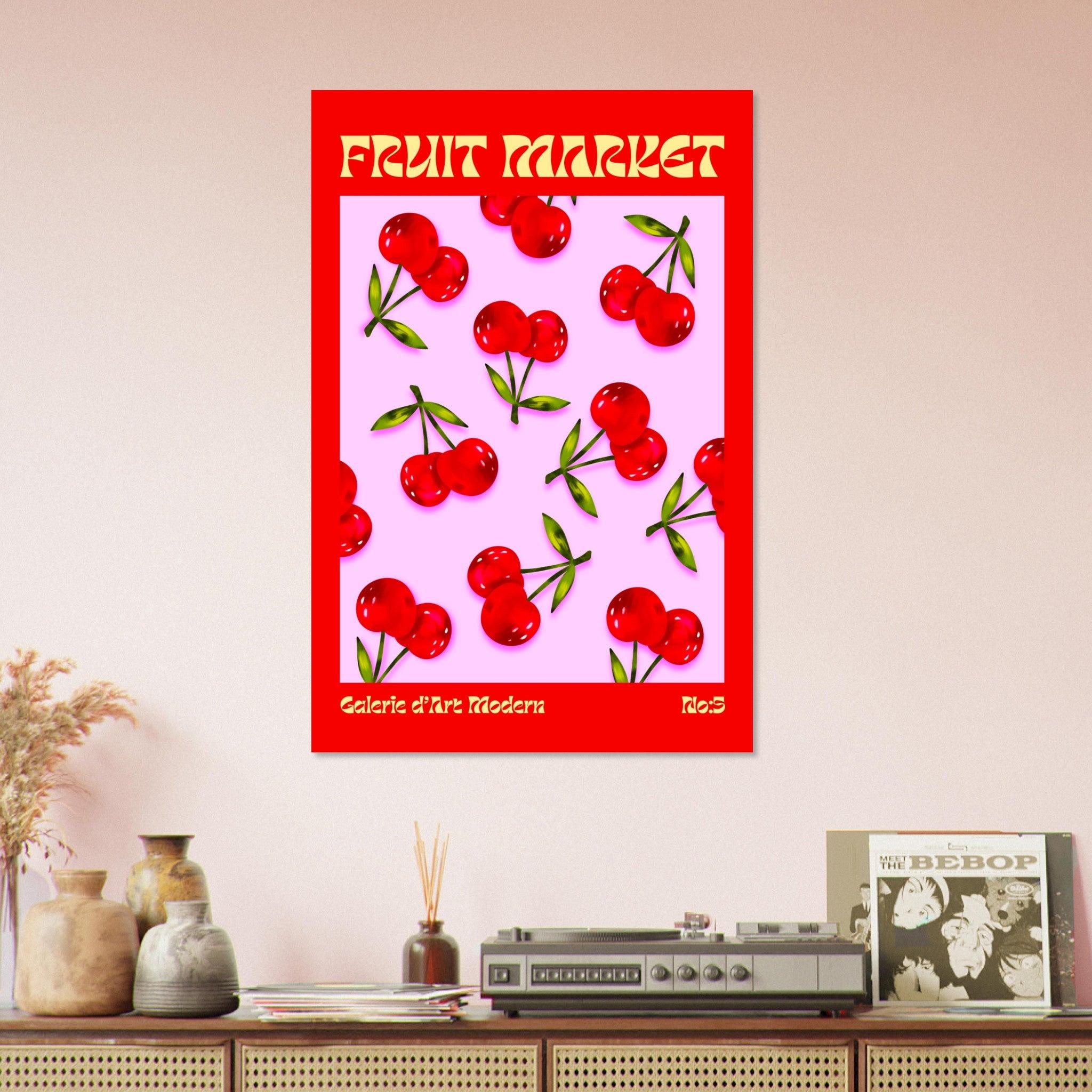 Fruit Market: Red Cherry Metal Wall Art - Wallfix