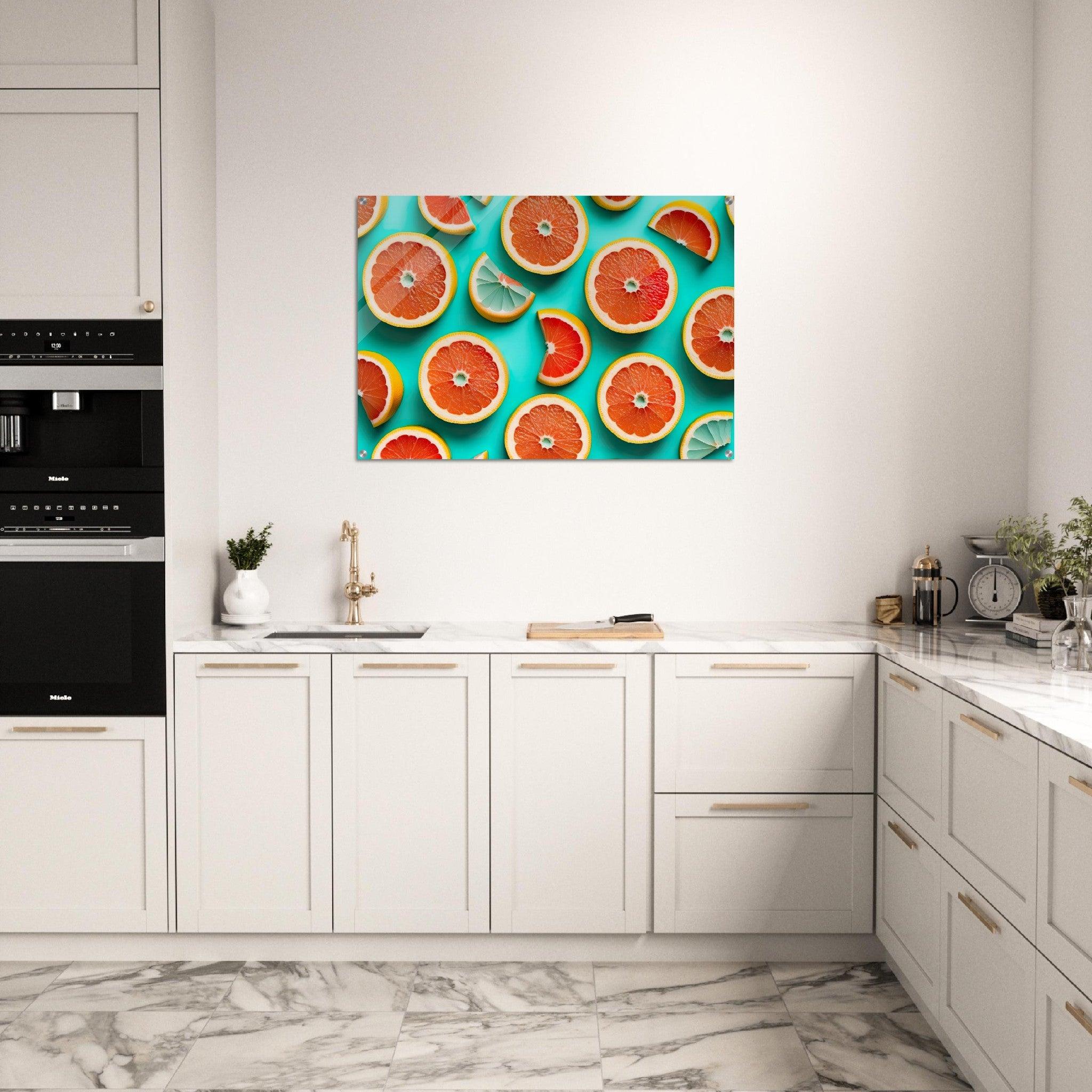 Fruity Fun: Grapefruit Acrylic Glass Wall Art - Wallfix