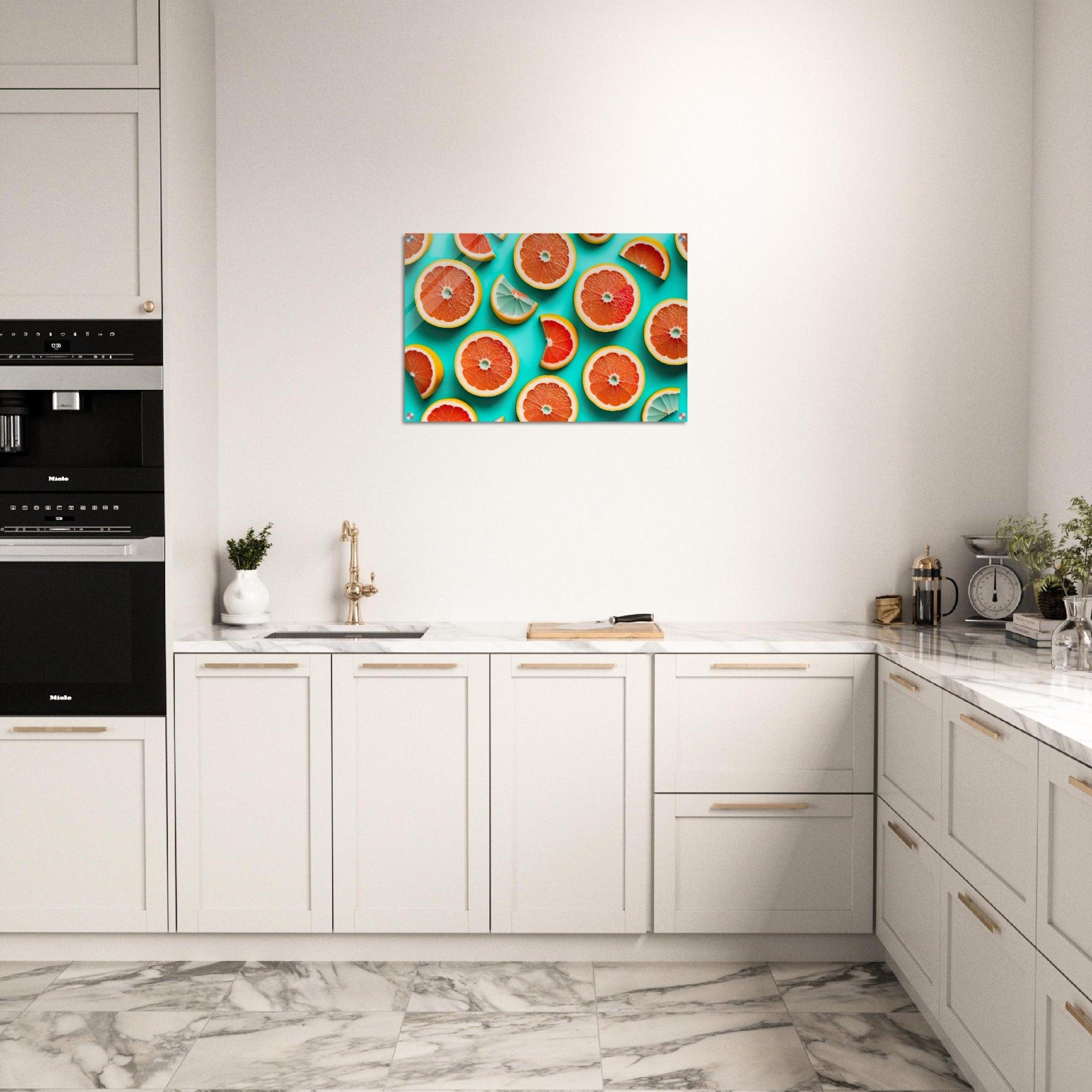 Fruity Fun: Grapefruit Acrylic Glass Wall Art - Wallfix