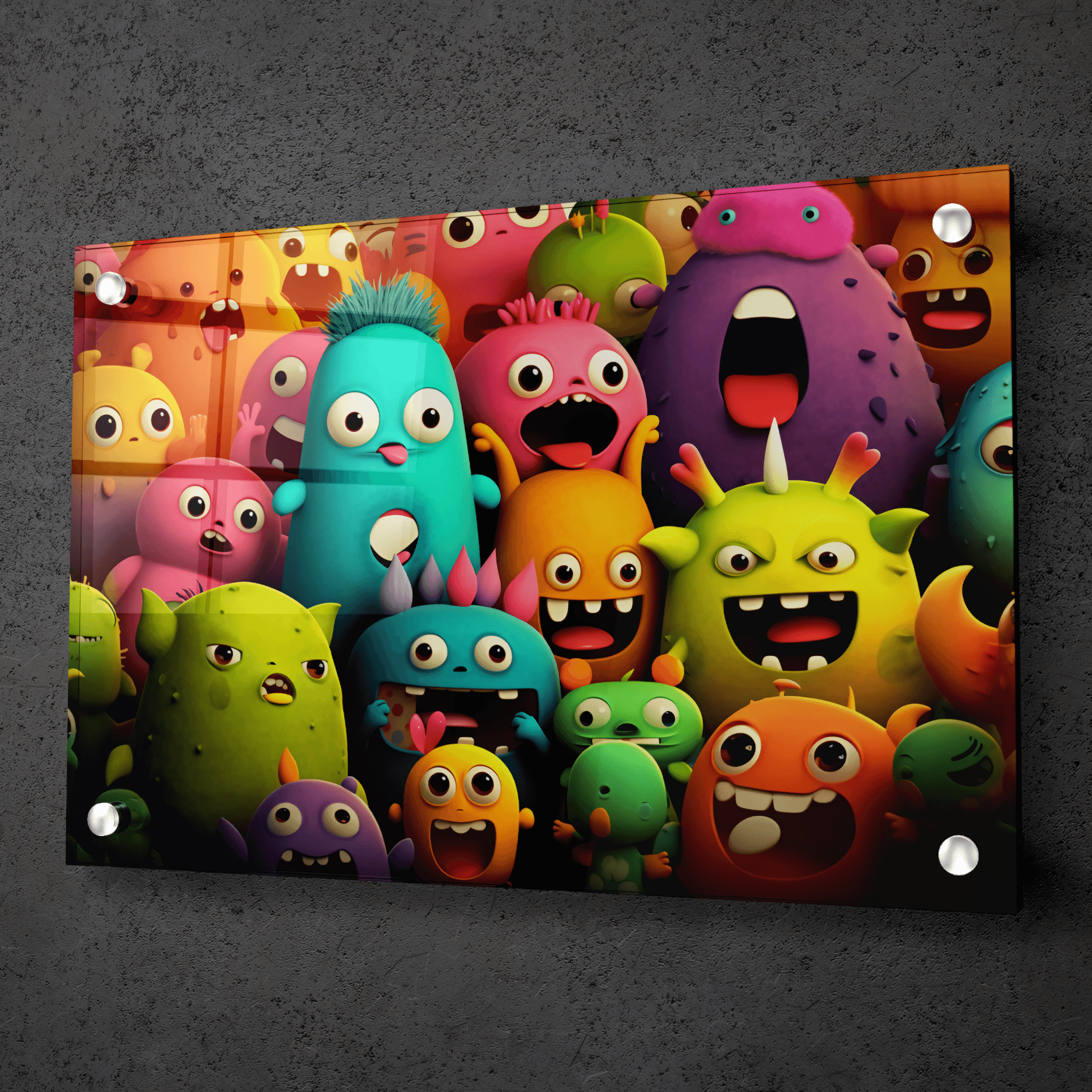 Fun and Funky: Playful Monster Acrylic Glass Wall Art - Wallfix