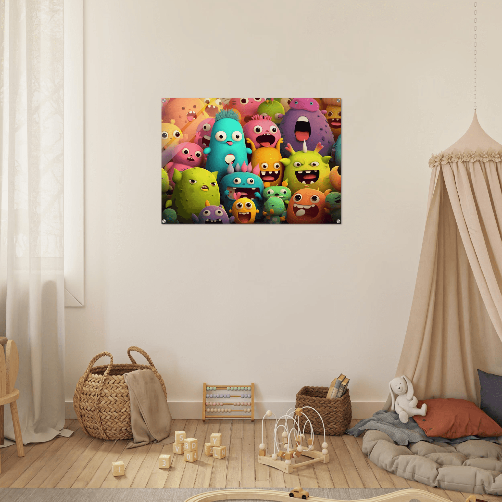 Fun and Funky: Playful Monster Acrylic Glass Wall Art - Wallfix
