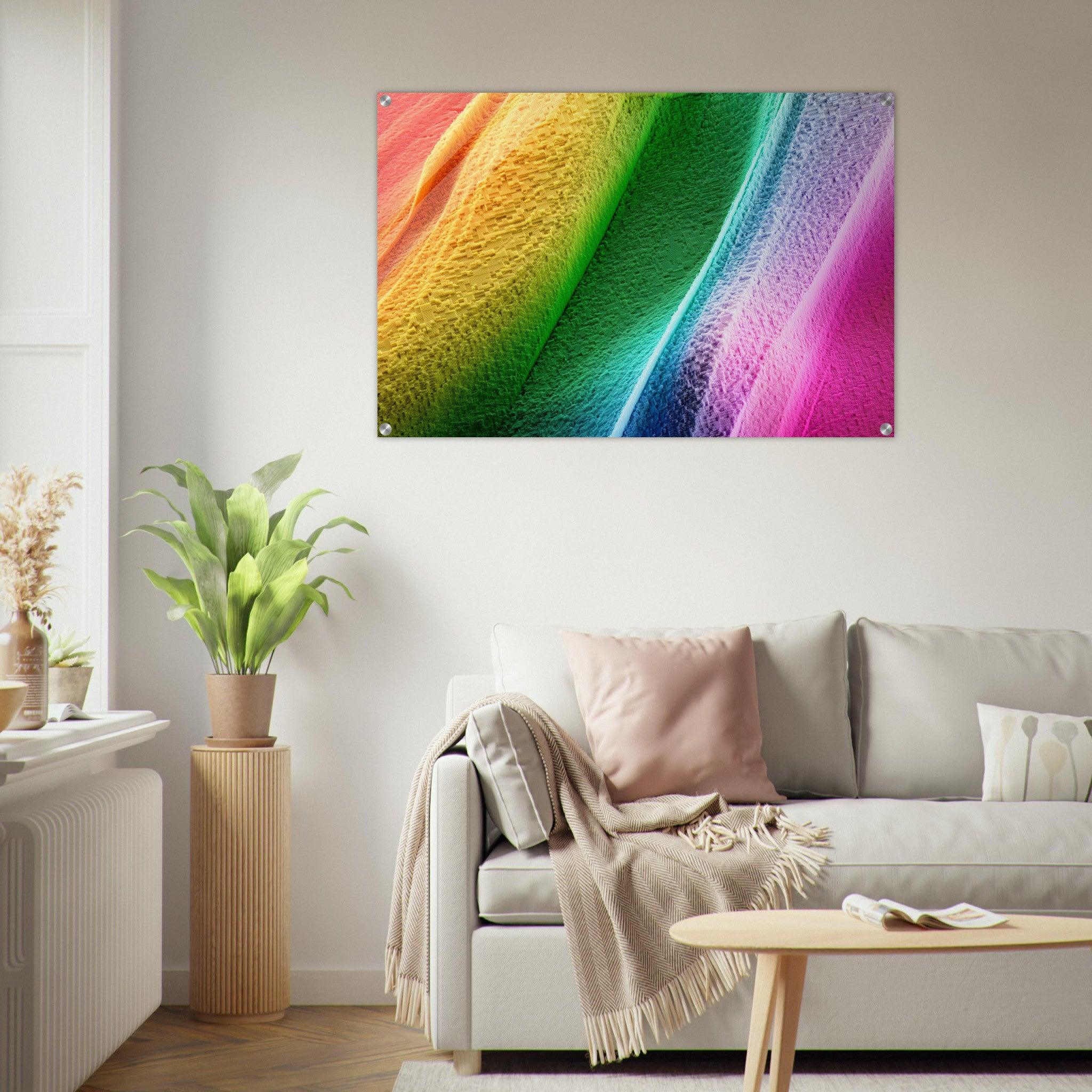 Geometric Illusion: Colorful Rainbow Hues Acrylic Glass Wall Art - Wallfix