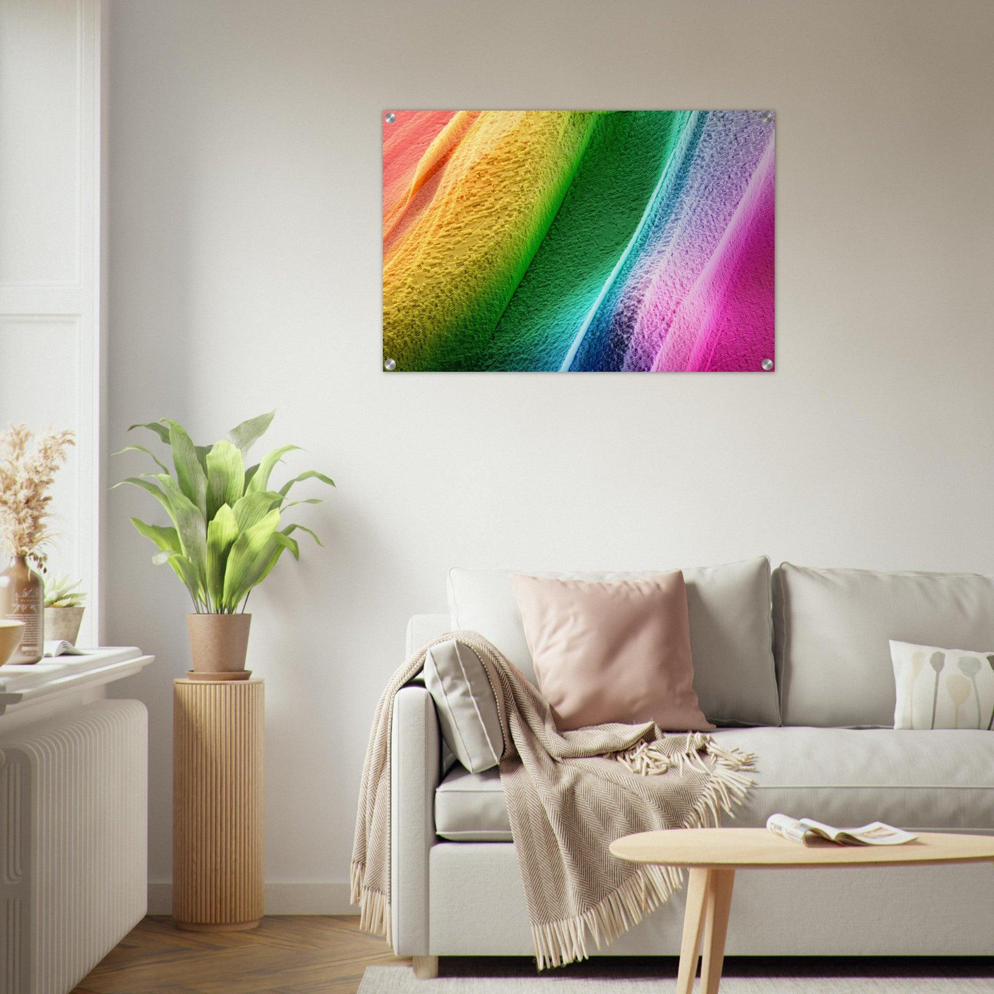 Geometric Illusion: Colorful Rainbow Hues Acrylic Glass Wall Art - Wallfix