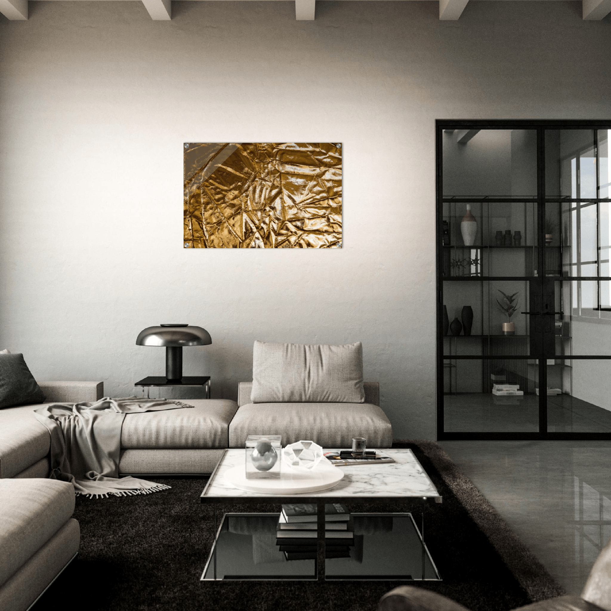 Glittering Gold: Foil Textured Acrylic Glass Wall Art - Wallfix
