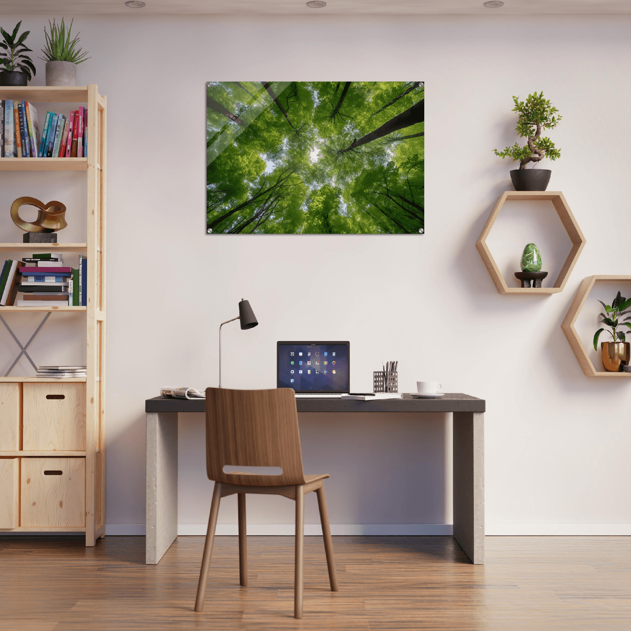 Green Canopy: Upward Glance Acrylic Glass Wall Art - Wallfix