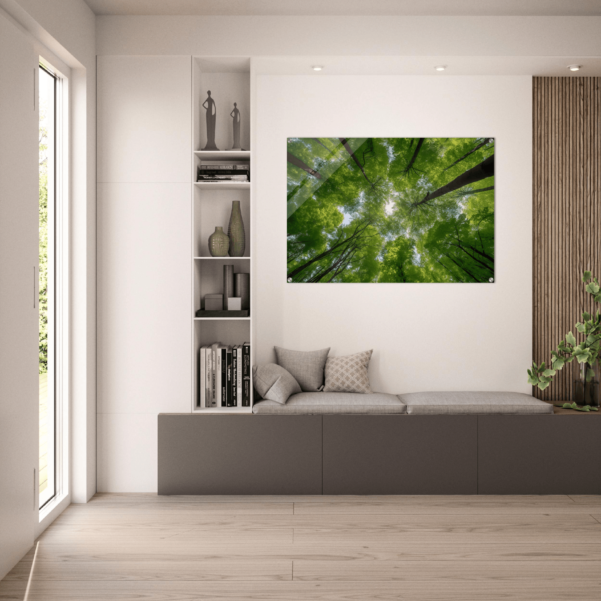 Green Canopy: Upward Glance Acrylic Glass Wall Art - Wallfix