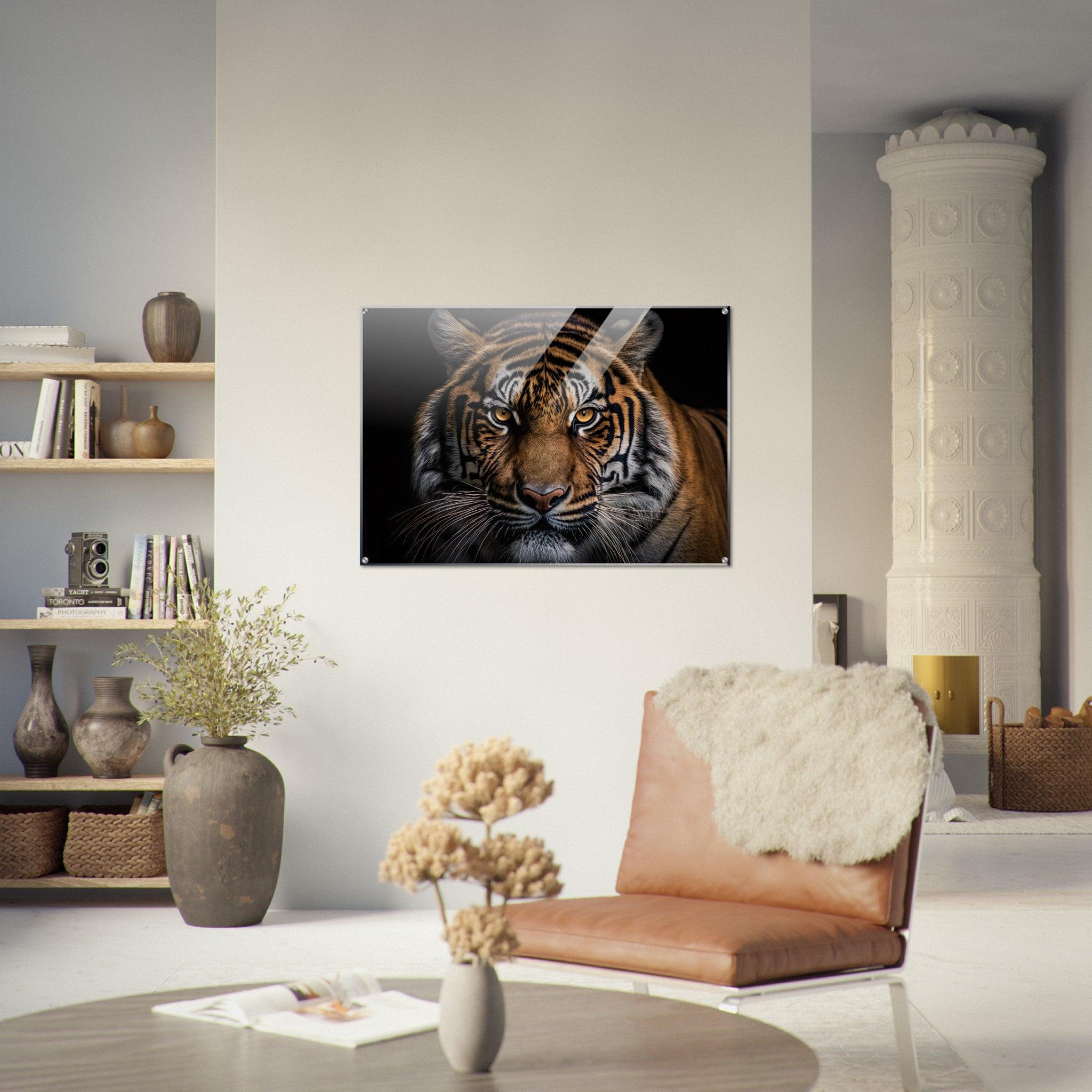 Intense Insight: Tiger Close-Up Acrylic Glass Wall Art - Wallfix