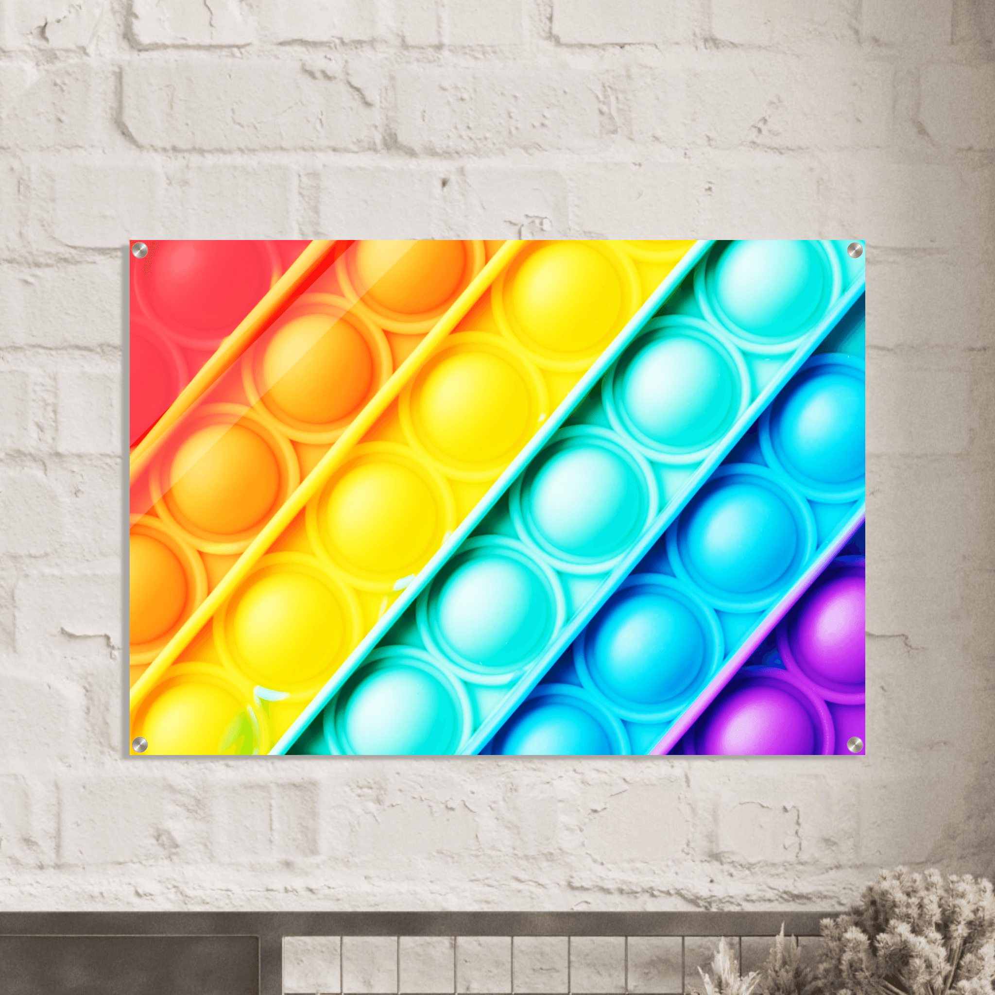 Intricate Comfort: Rainbow Pop It Fidget Toy Acrylic Glass Wall Art - Wallfix