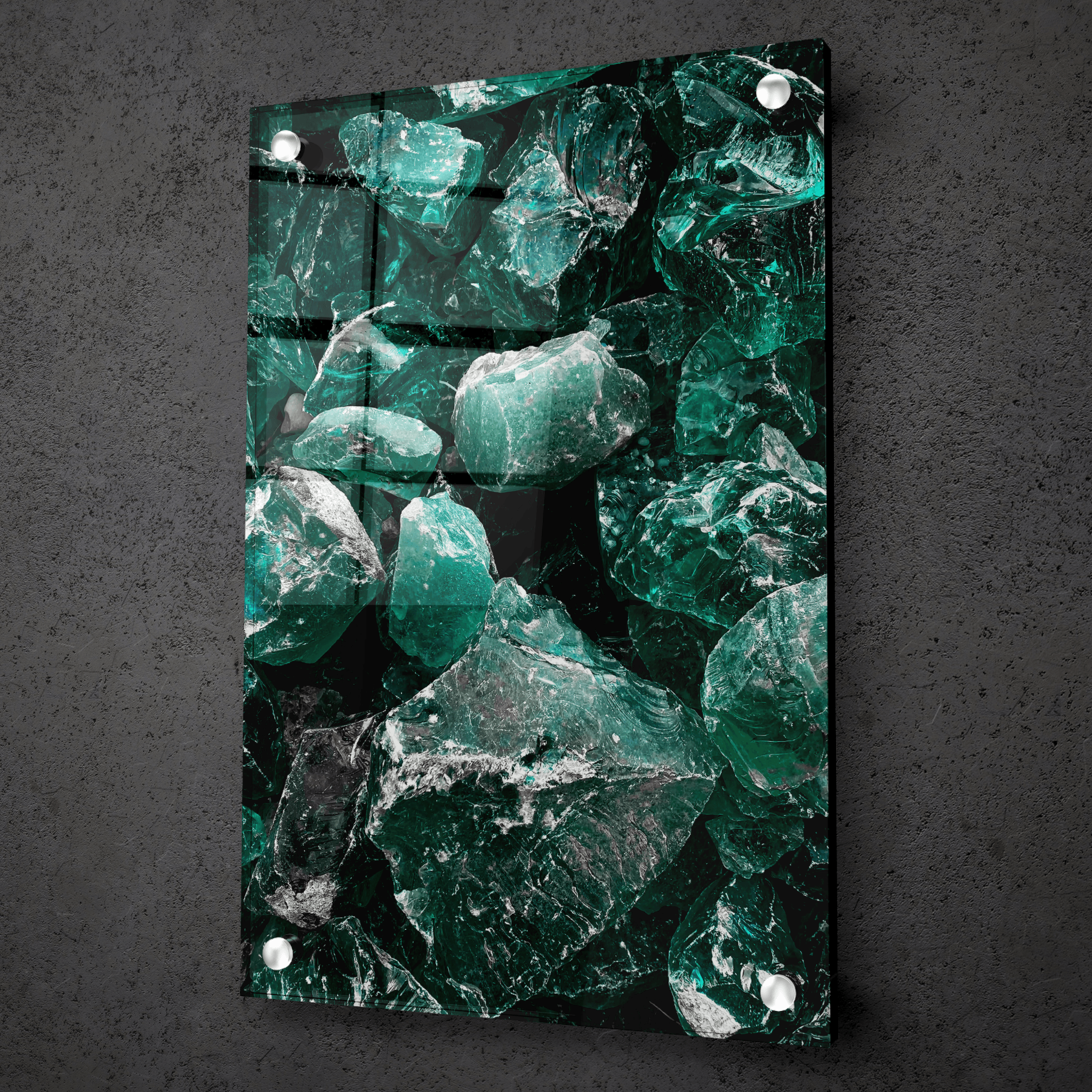 Jewels of Nature: Emerald Gemstones Acrylic Glass Wall Art - Wallfix