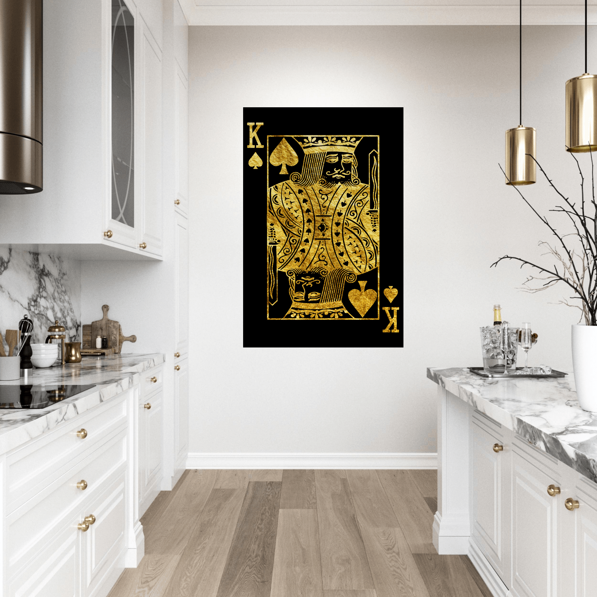 King of Spades: Black and Gold Poker Metal Poster - Wallfix