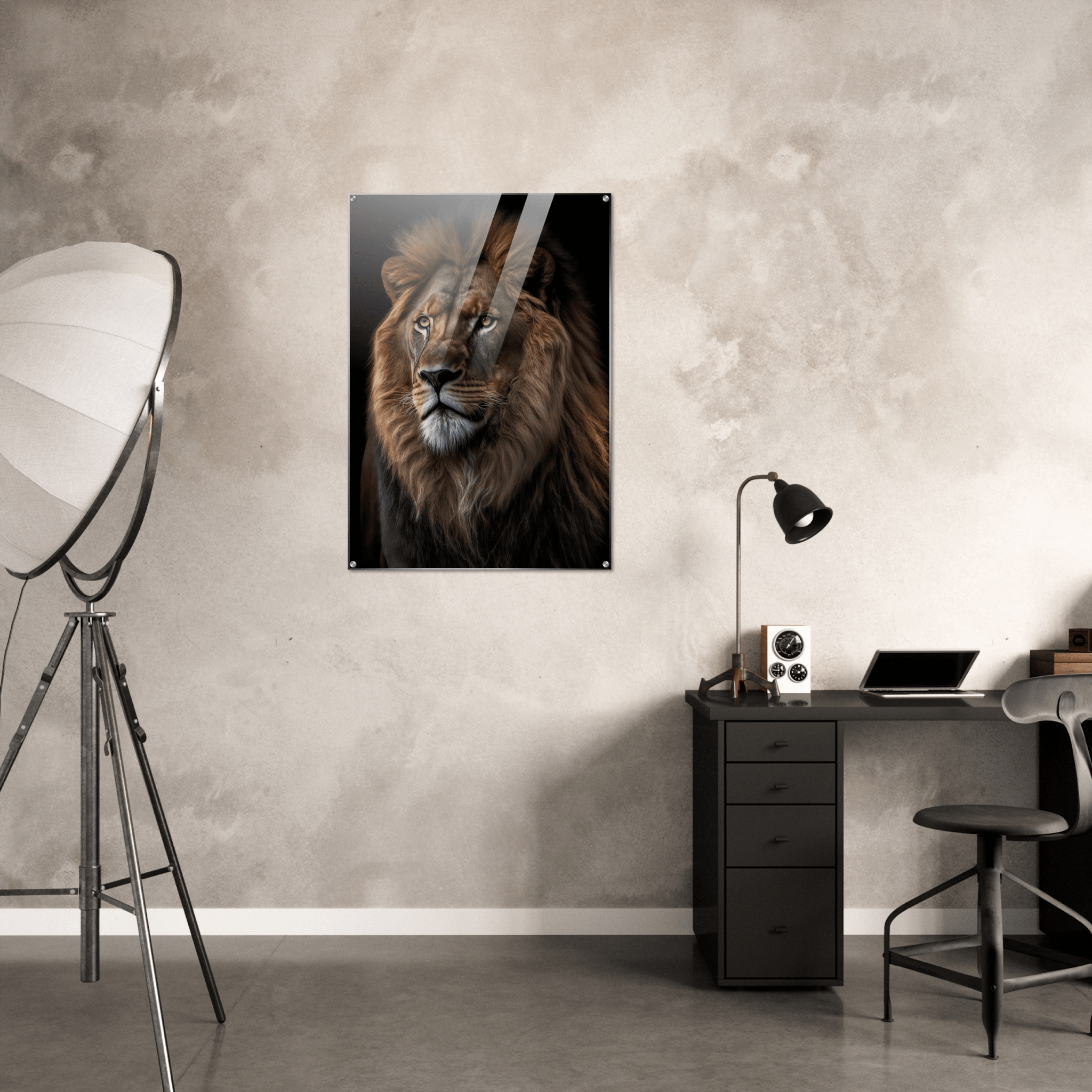 King of the Jungle: Lion Portrait Acrylic Glass Wall Art - Wallfix