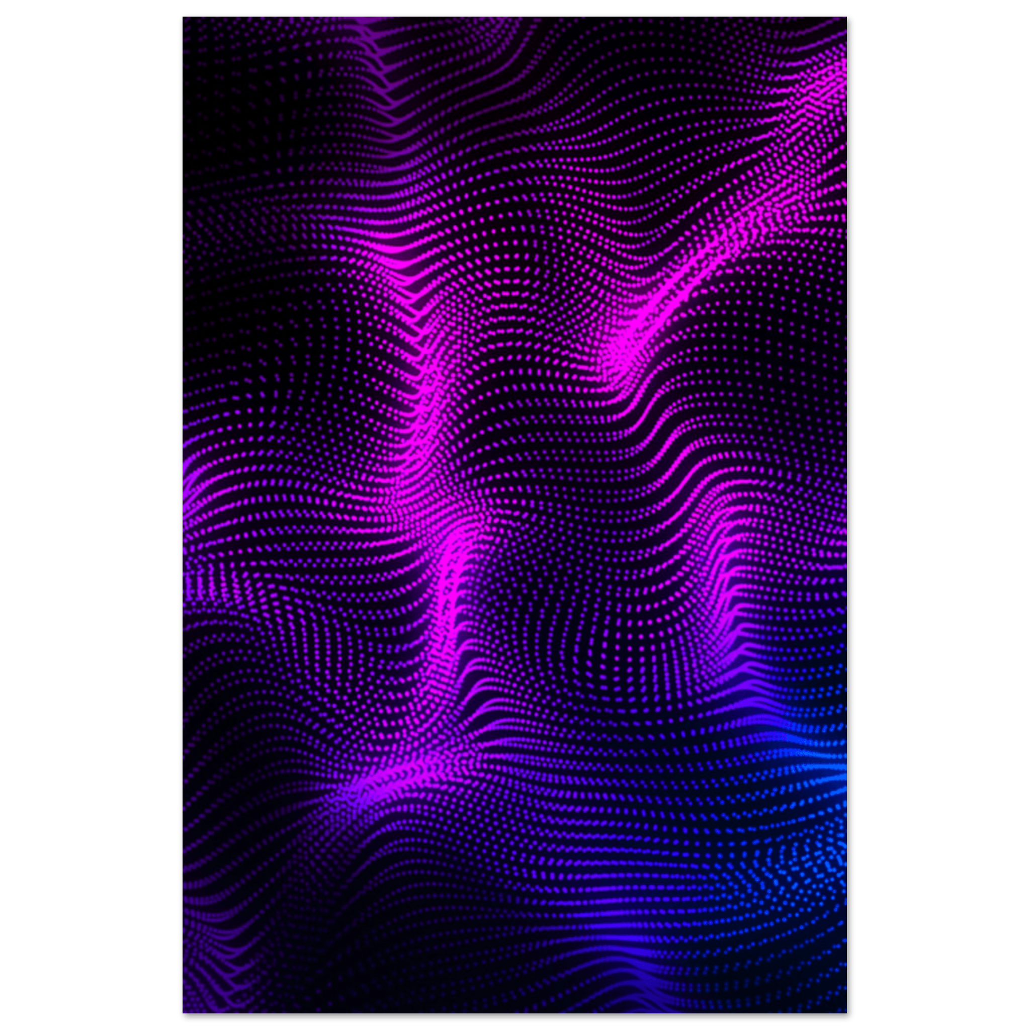Luminous Illusions: Neon Waves in Blue and Purple Metal Wall Art (Left) - Wallfix