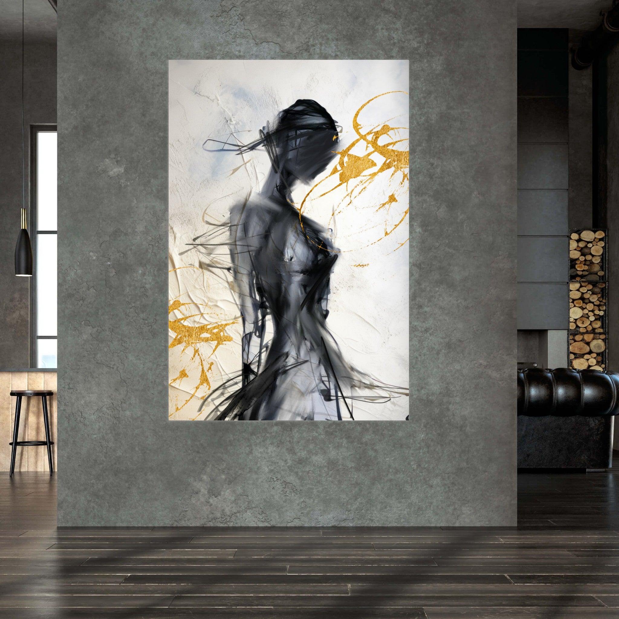 Lustrous Noir: Abstract Allure Metal Wall Art - Wallfix