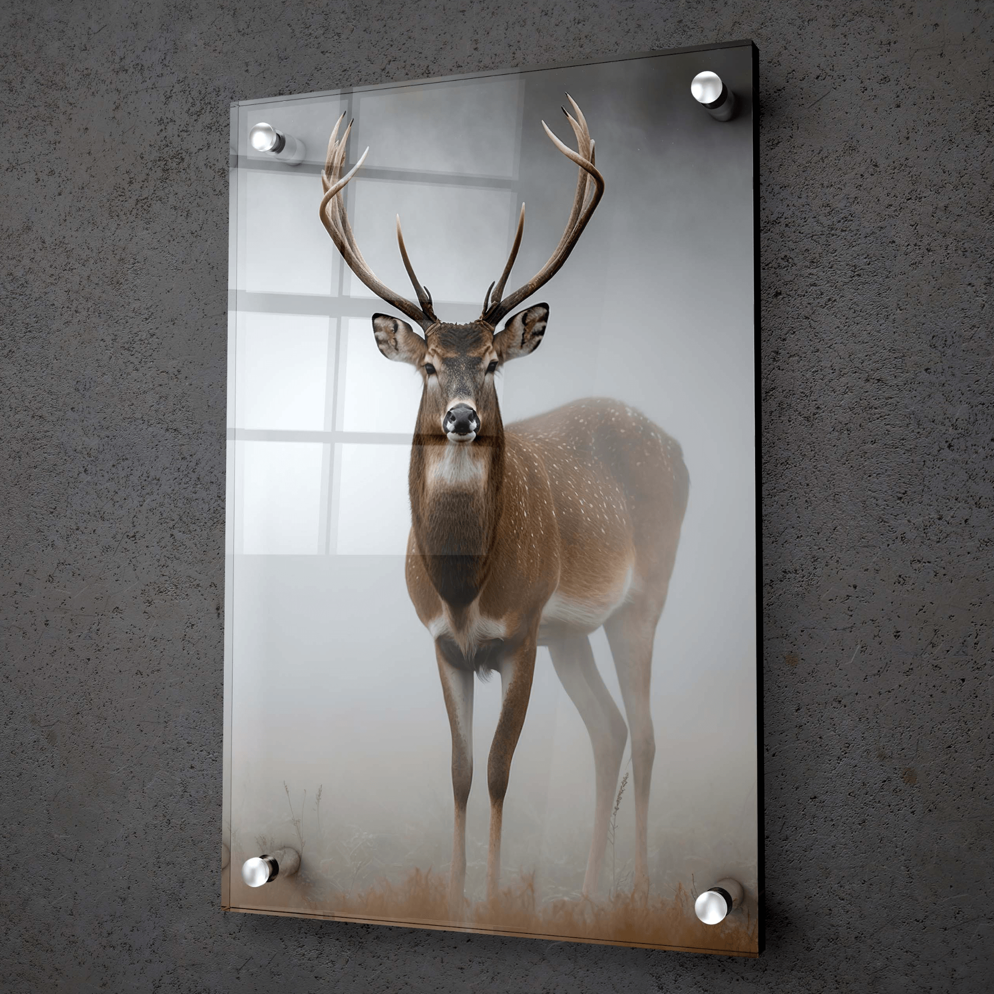 Mahogany Mist: The Watchful Buck Acrylic Glass Wall Art - Wallfix