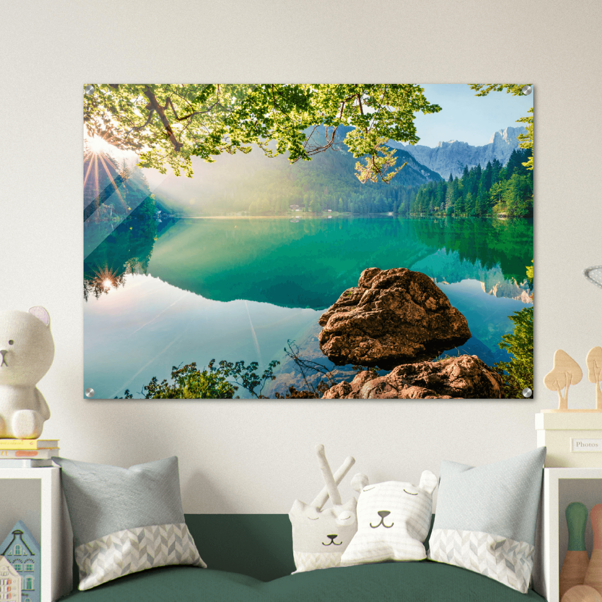 Majestic Morning: Summer Lake Acrylic Glass Wall Art - Wallfix