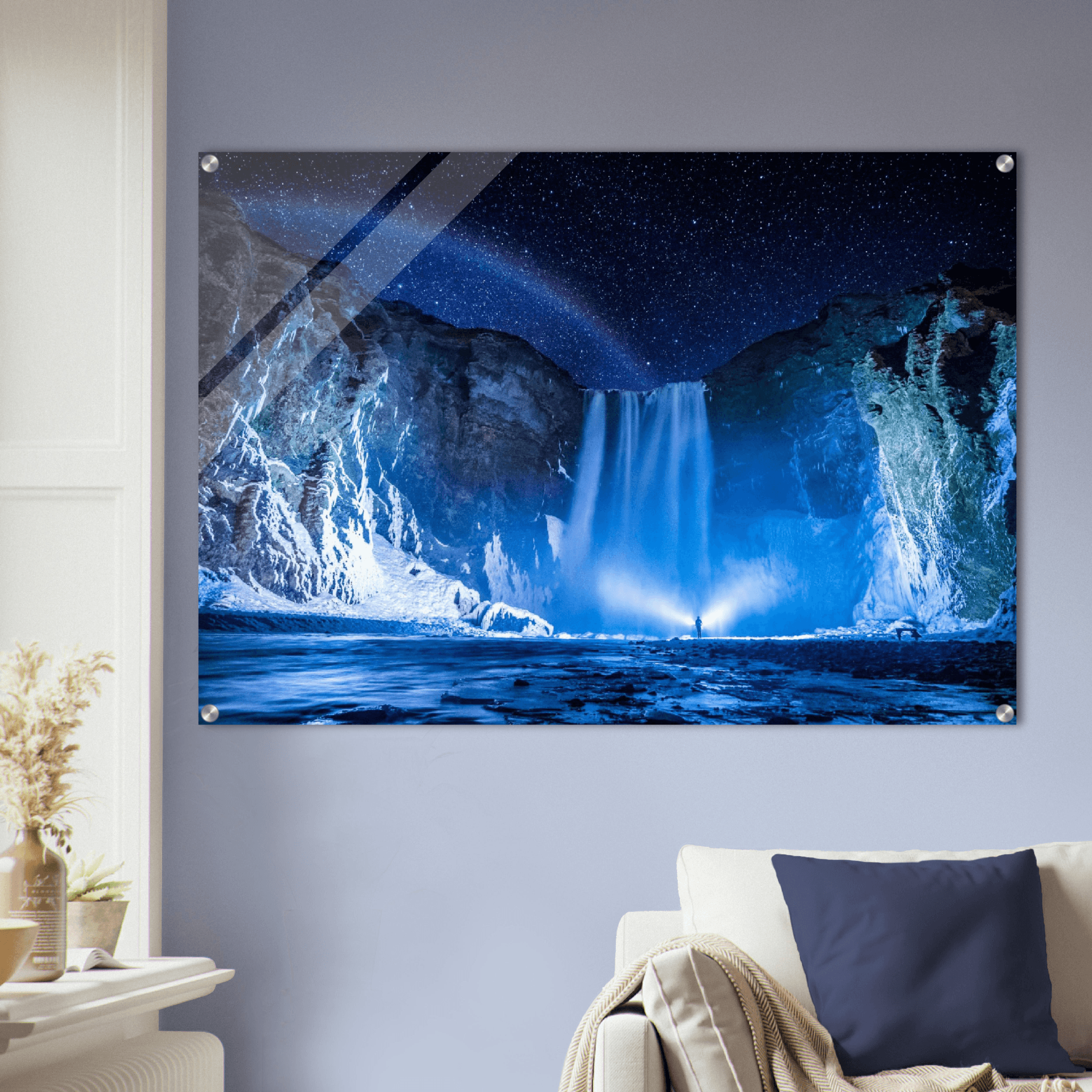 Majestic Skogafoss: Iceland's Iconic Waterfall Acrylic Glass Wall Art - Wallfix