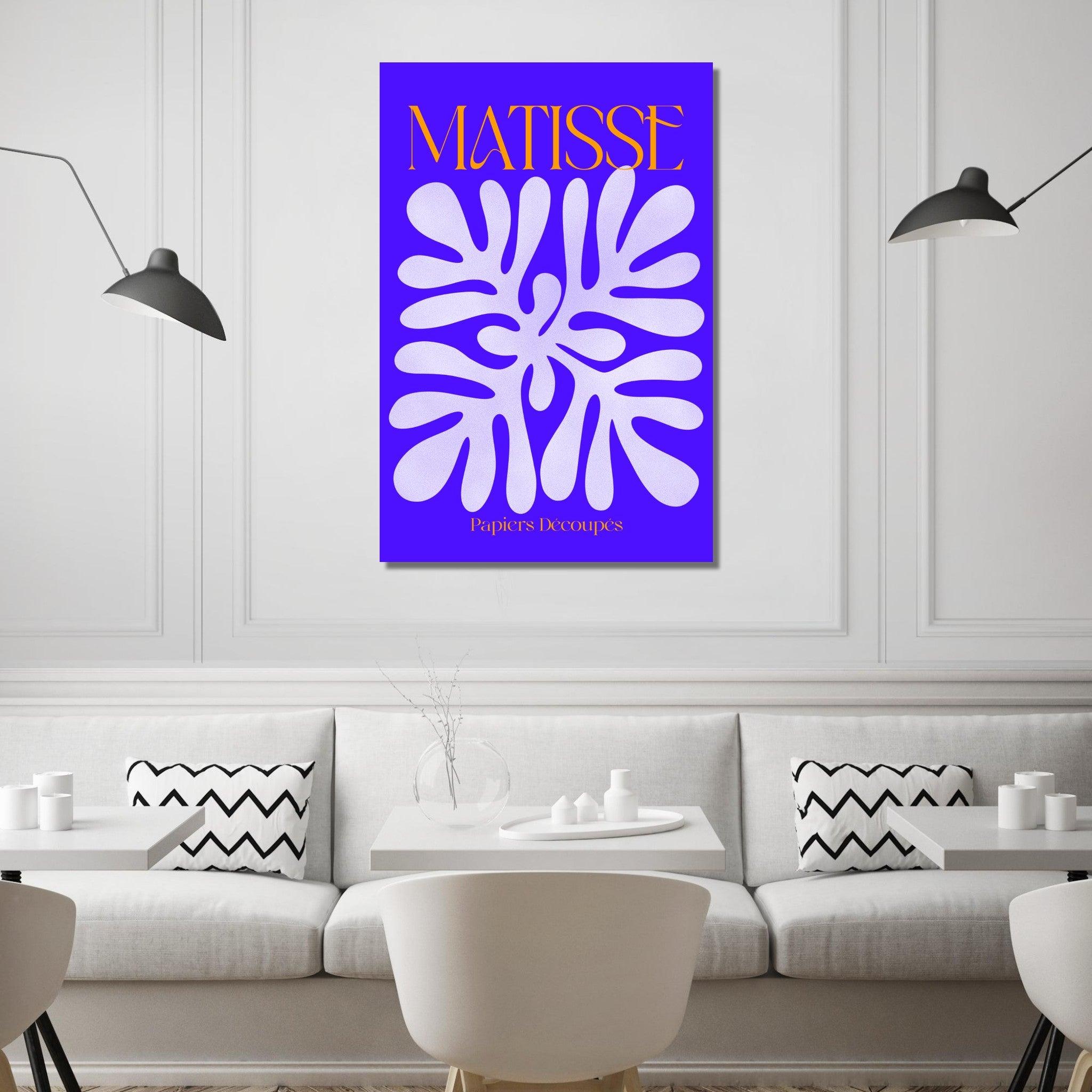Matisse-Inspired: Blue Abstract Floral Metal Wall Art - Wallfix