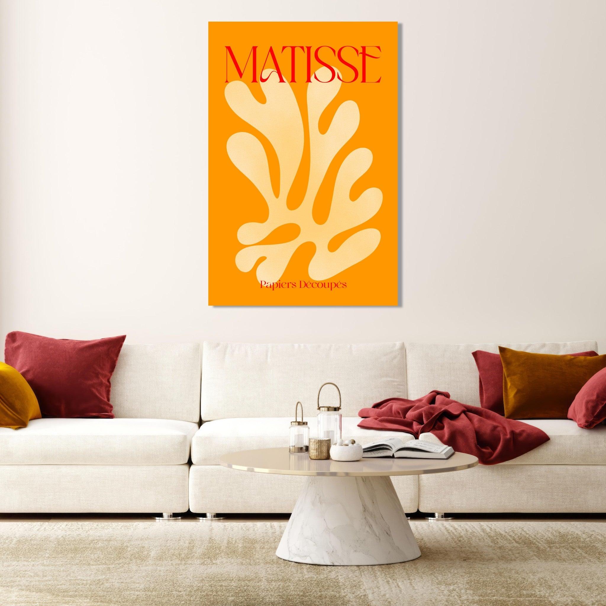 Matisse-Inspired: Orange Abstract Floral Metal Wall Art - Wallfix