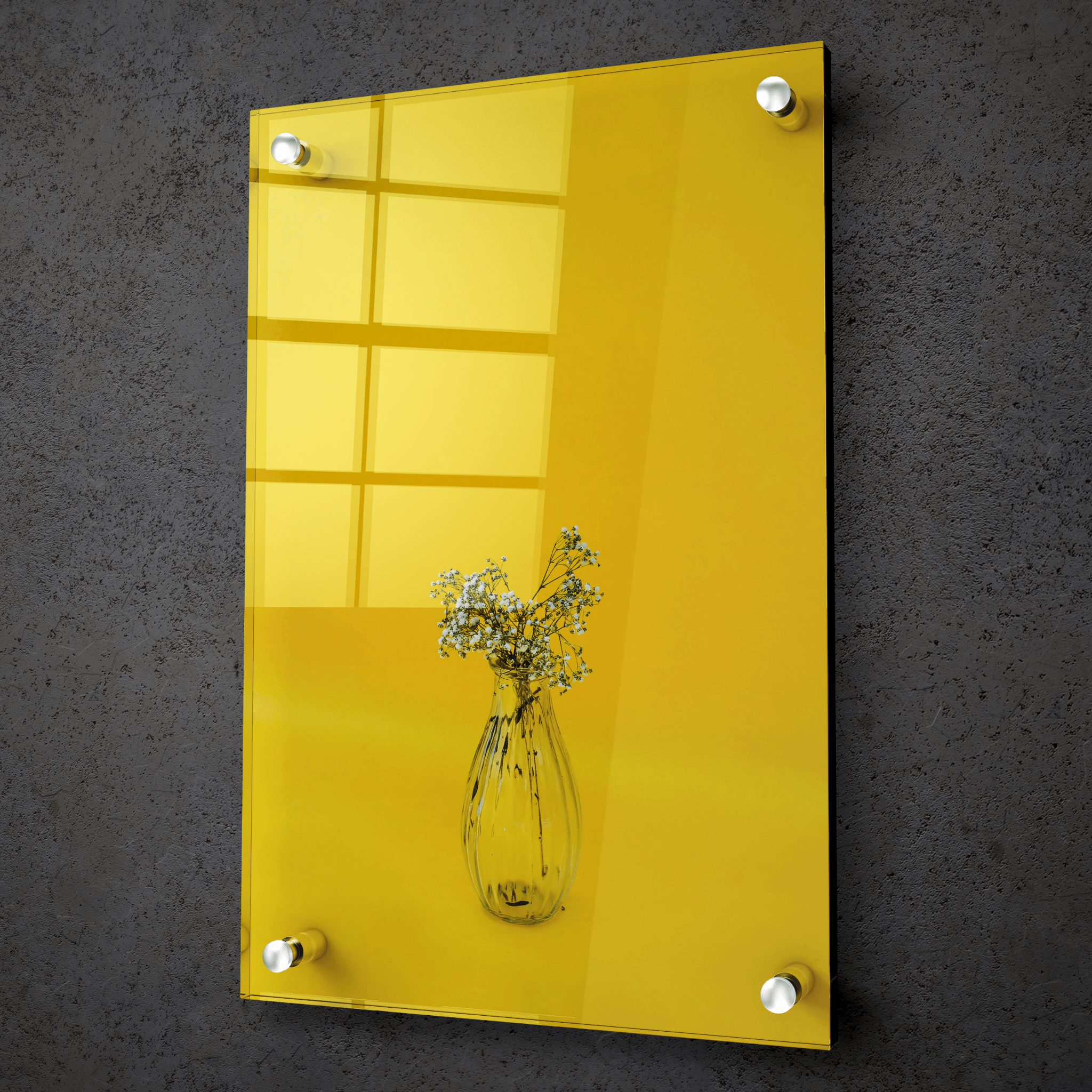 Minimalist Bliss: White Flower Acrylic Glass Wall Art - Wallfix