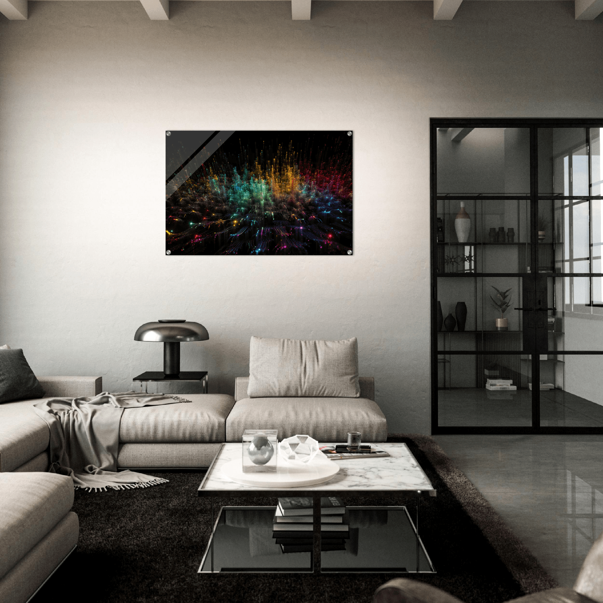 Multiverse Illumination: Data Abstract Acrylic Glass Wall Art - Wallfix