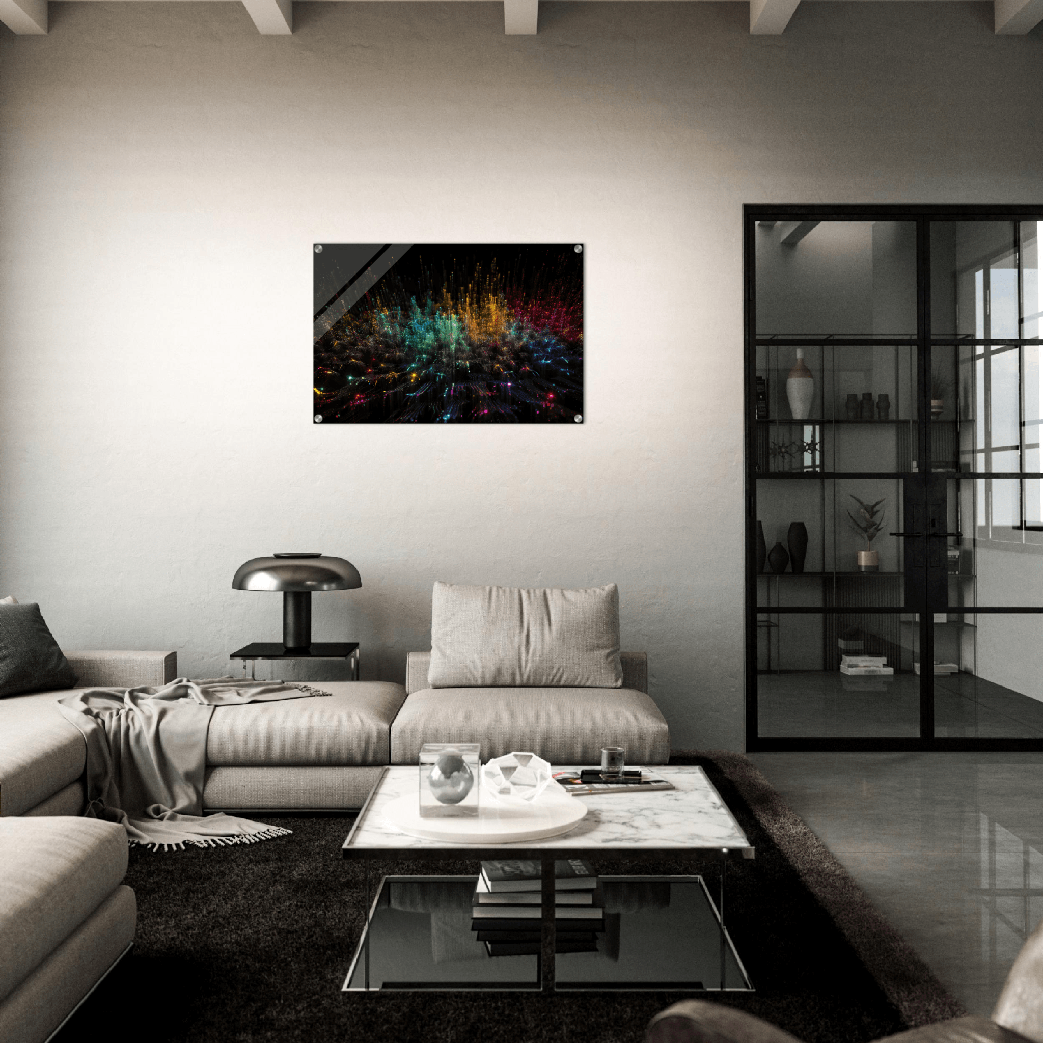 Multiverse Illumination: Data Abstract Acrylic Glass Wall Art - Wallfix